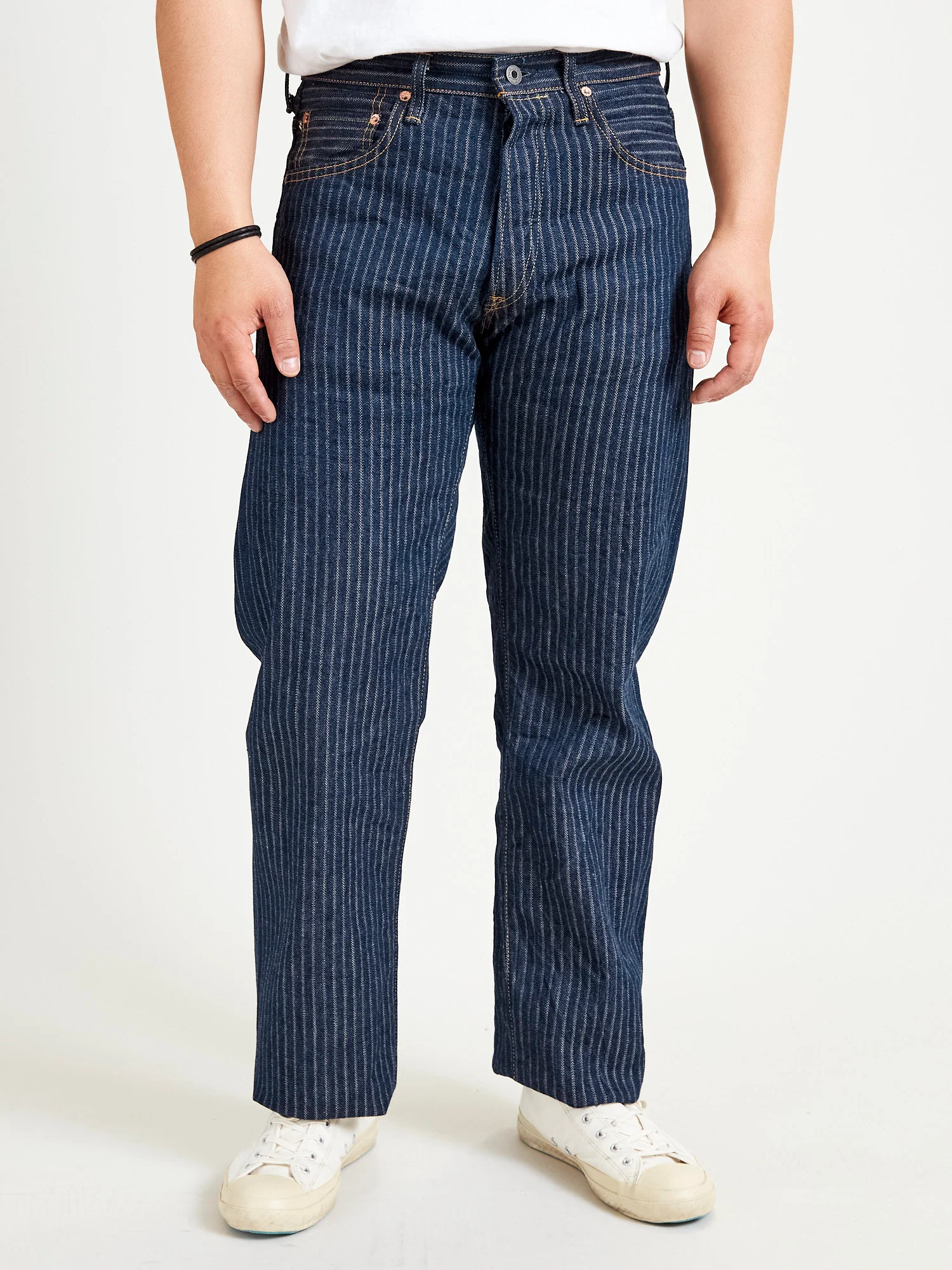 022-HJS 12oz Jacquard Stripe Selvedge Denim - Relaxed Straight Fit - Image 2