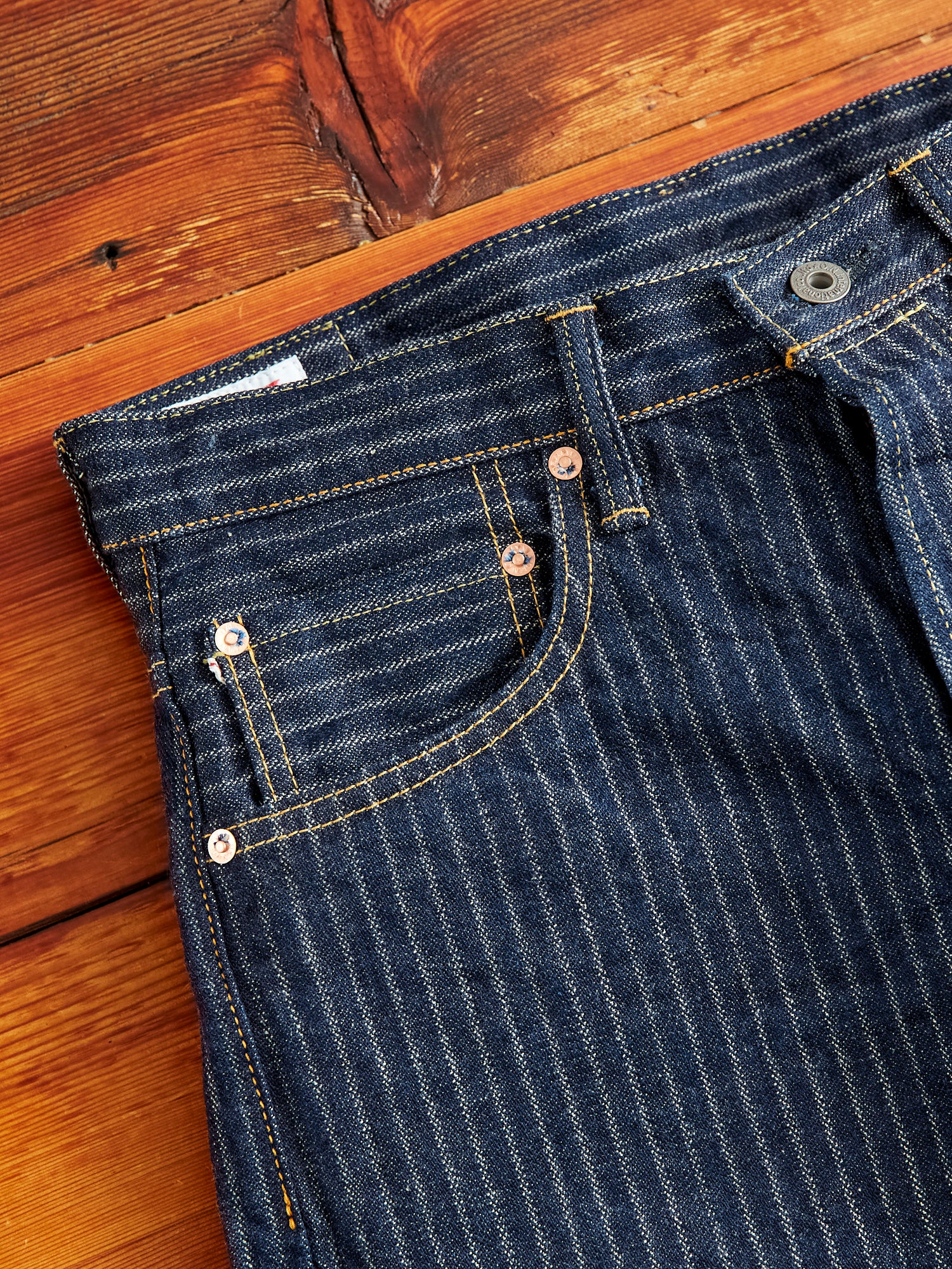 022-HJS 12oz Jacquard Stripe Selvedge Denim - Relaxed Straight Fit - Image 4