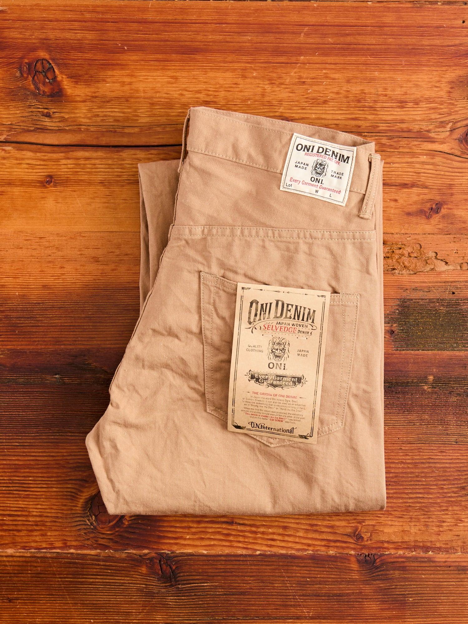 ONI-022-SCKB 10oz Selvedge Chino in Khaki Beige - Image 2