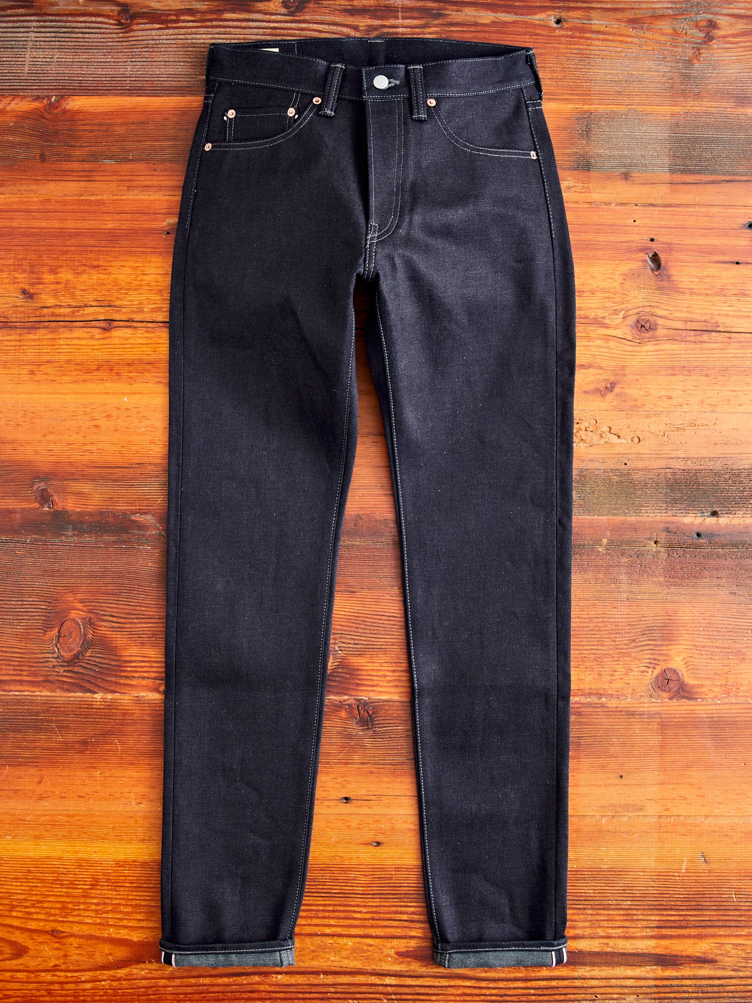 0405-52G "Indigo x Grey" 18oz Selvedge Denim - High Tapered Fit - Image 4