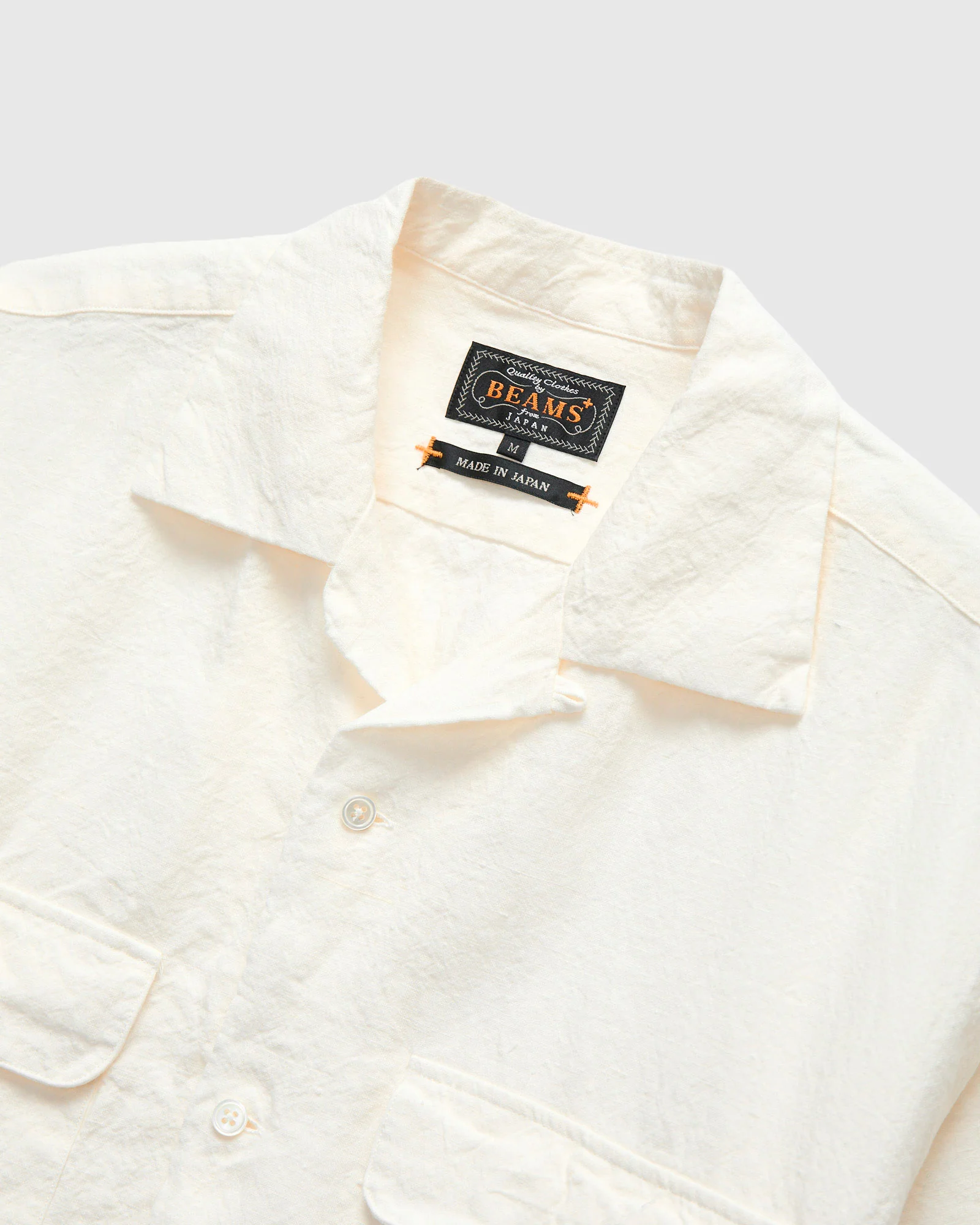 1/40 Linen Open Collar Shirt in White - Image 4