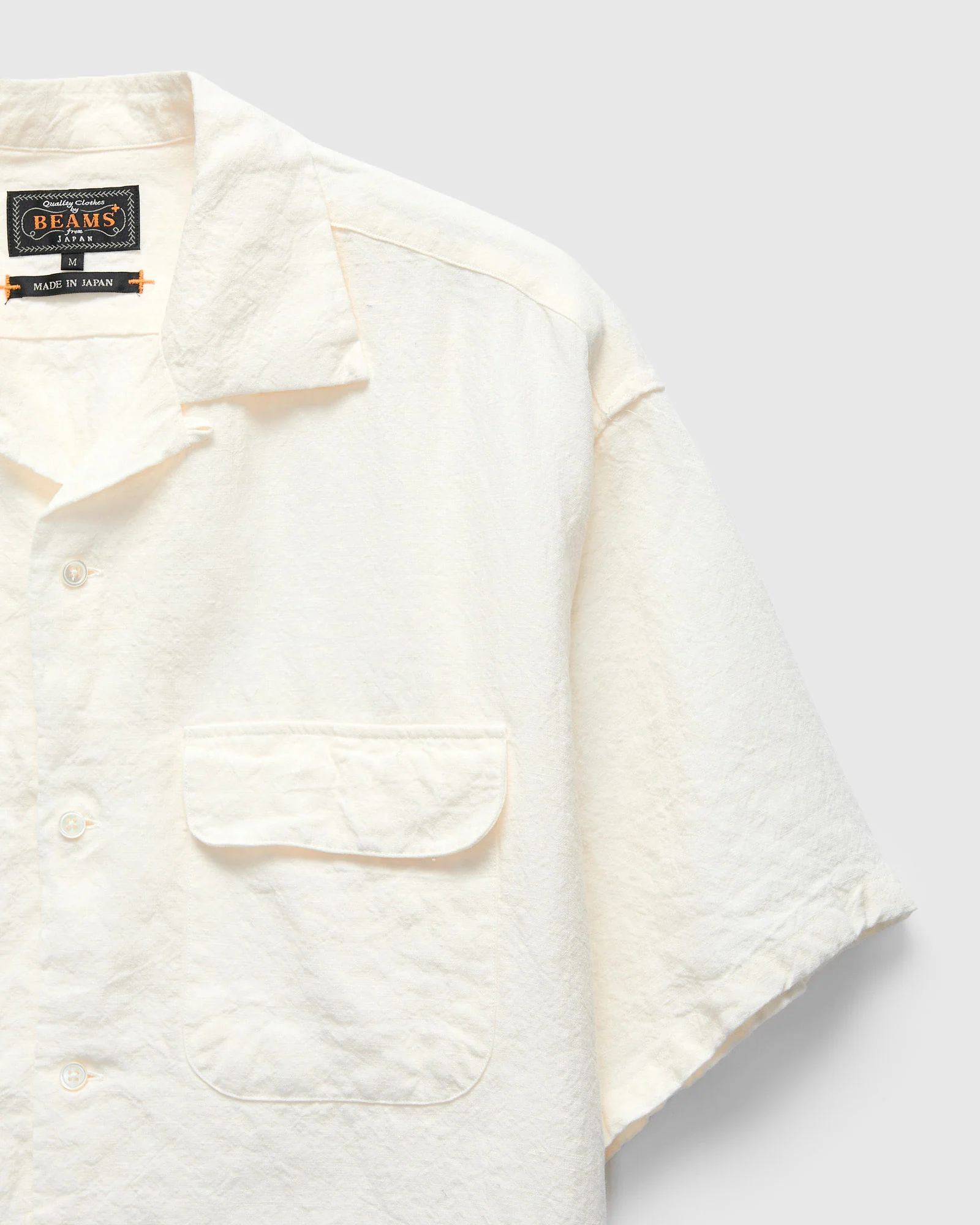 1/40 Linen Open Collar Shirt in White - Image 5