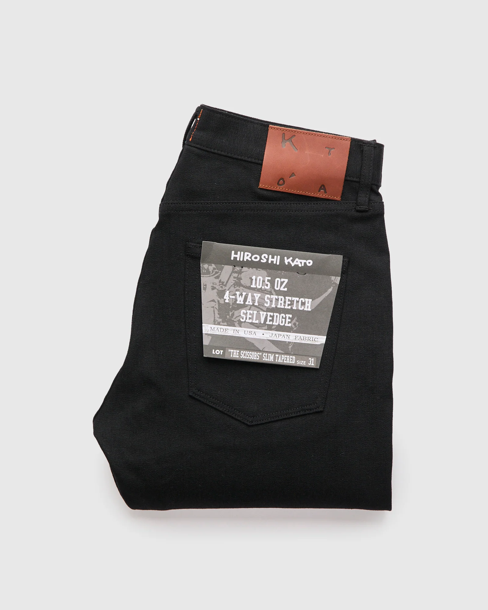 10.5oz Black Stretch Selvedge Denim - Scissors Slim Tapered
