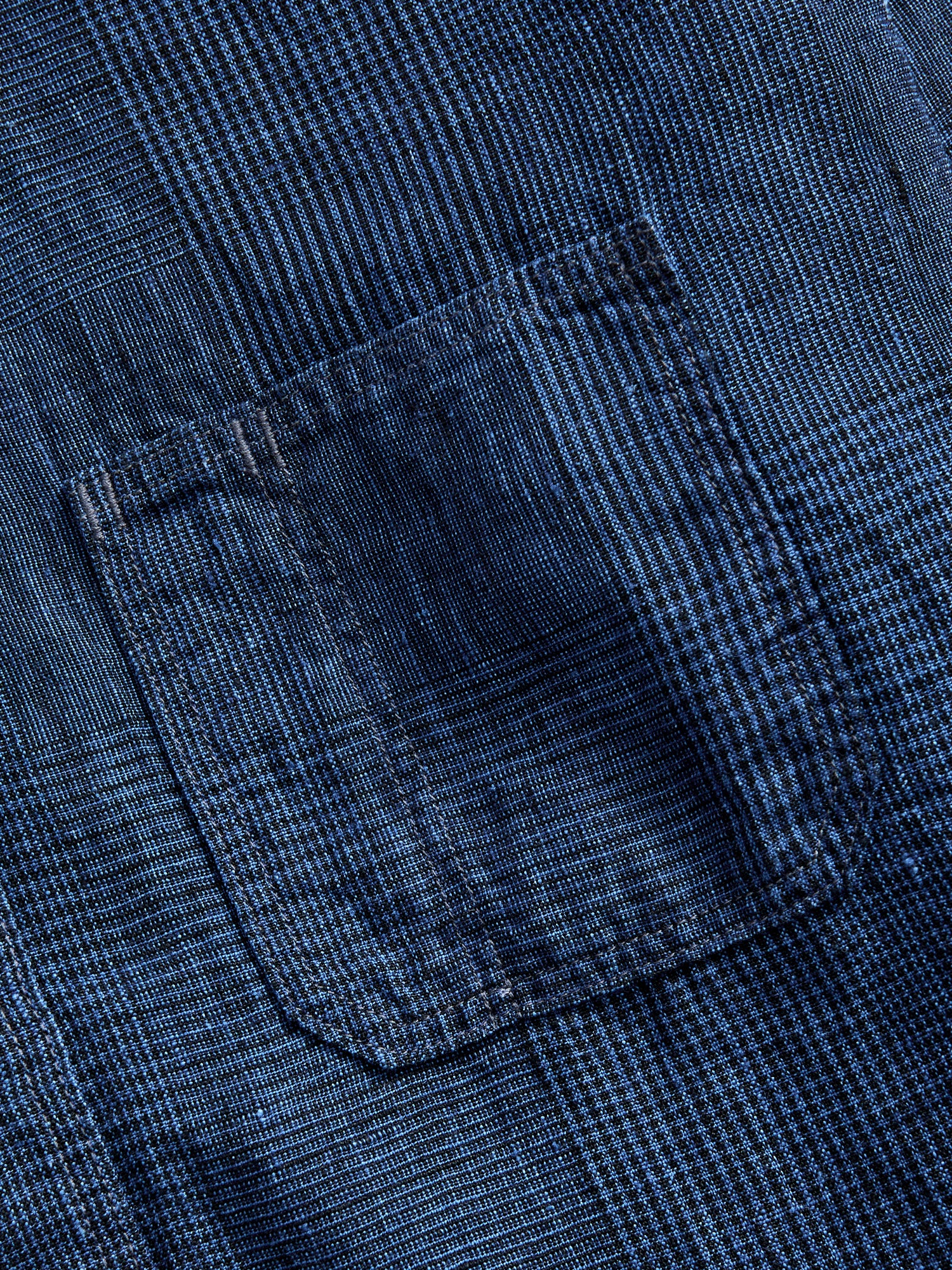 100WS Linen Workshirt in Indigo Check - Image 4