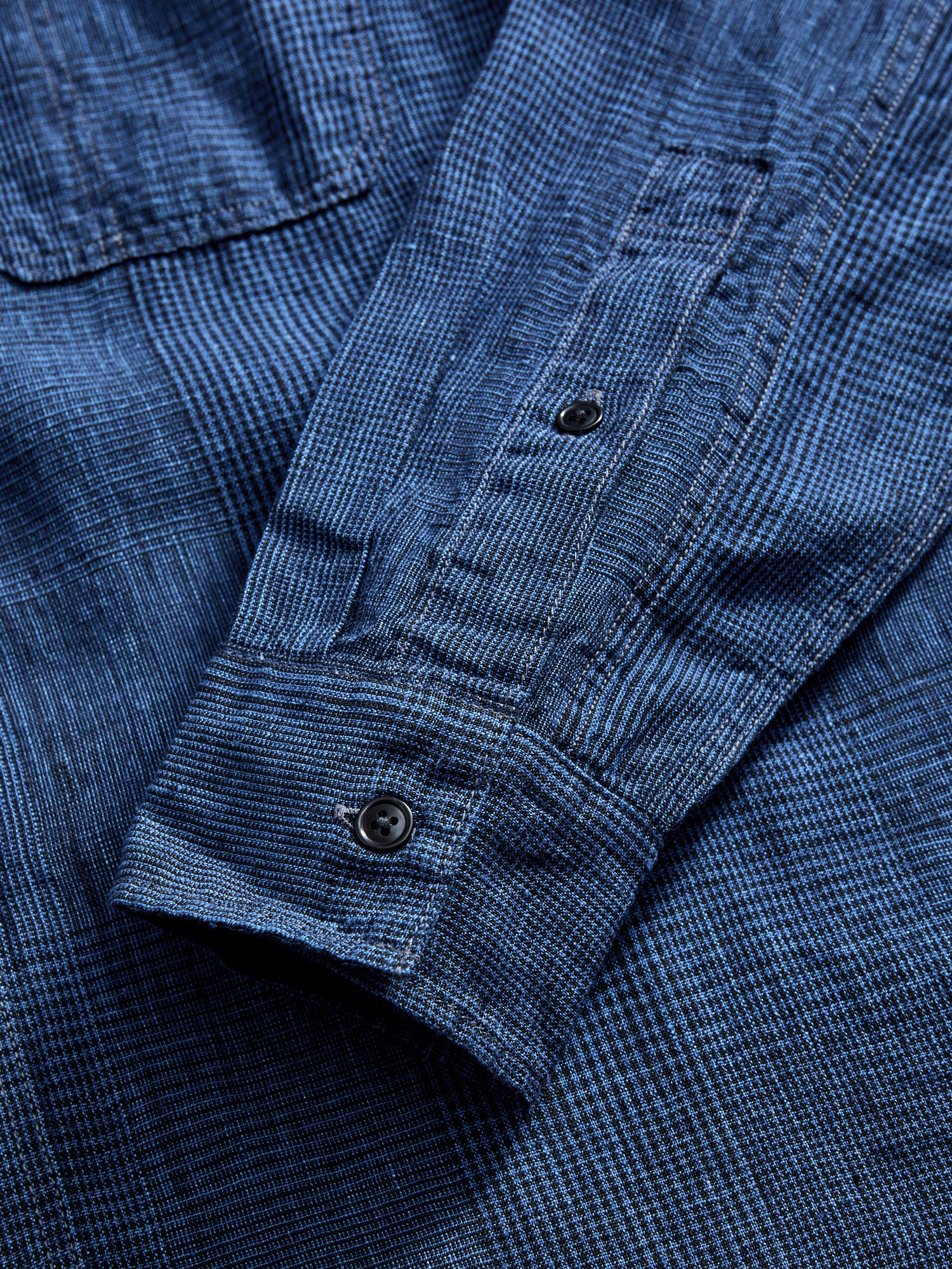 100WS Linen Workshirt in Indigo Check - Image 8