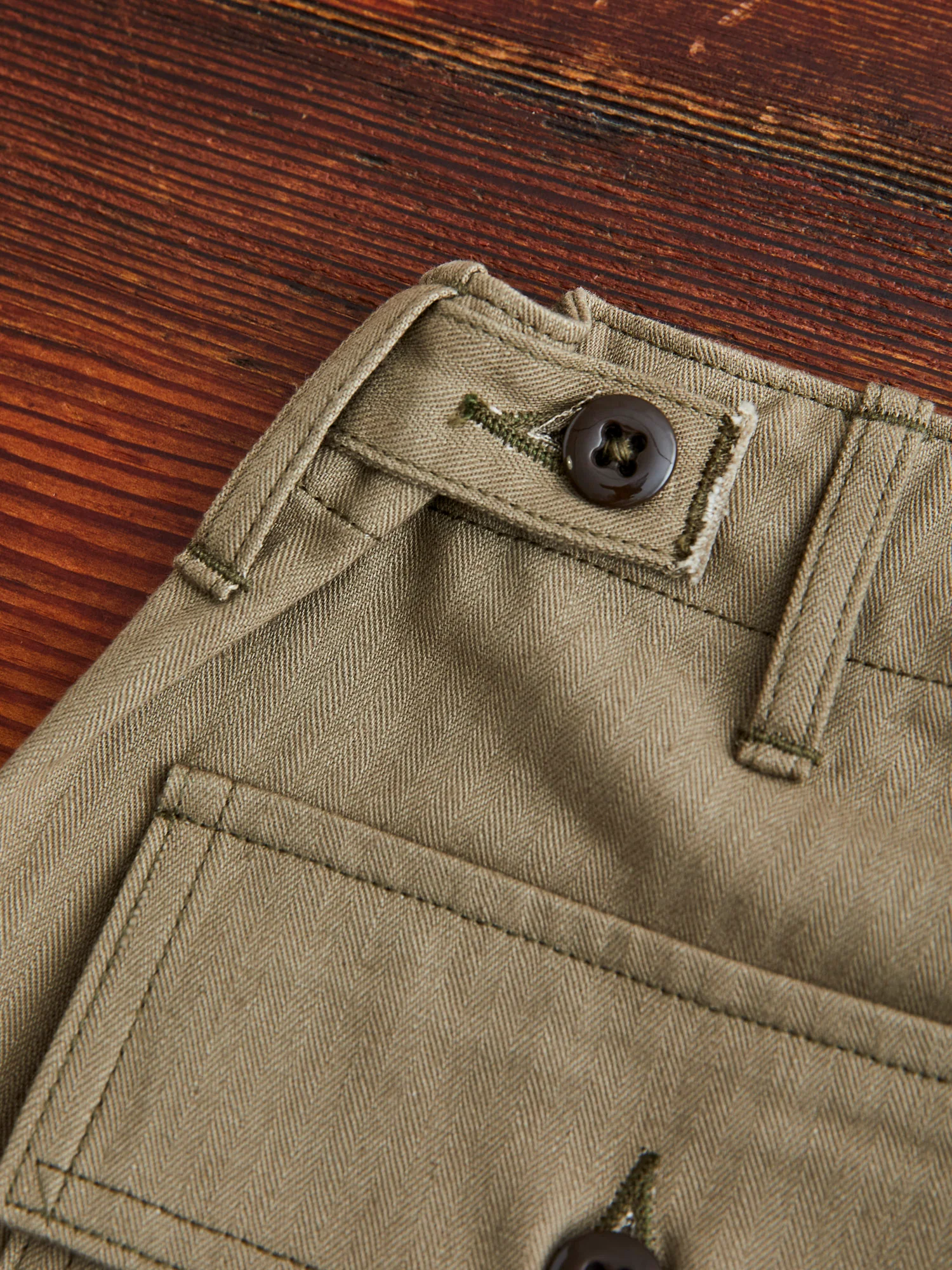 1086 Military Herringbone Pants in Olive Drab Green - Image 9