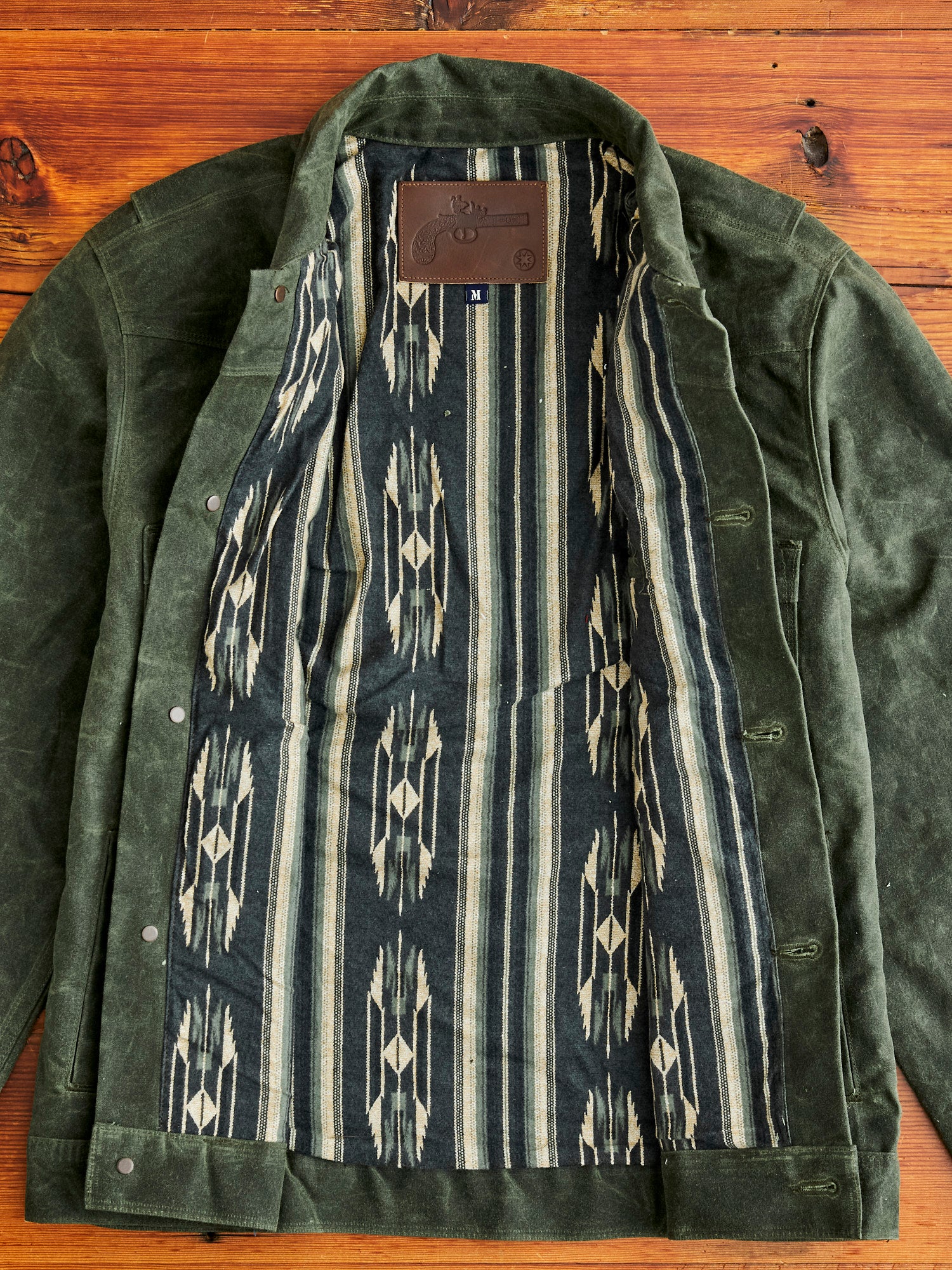 10oz Waxed Canvas Riders Jacket in Olive - Image 12