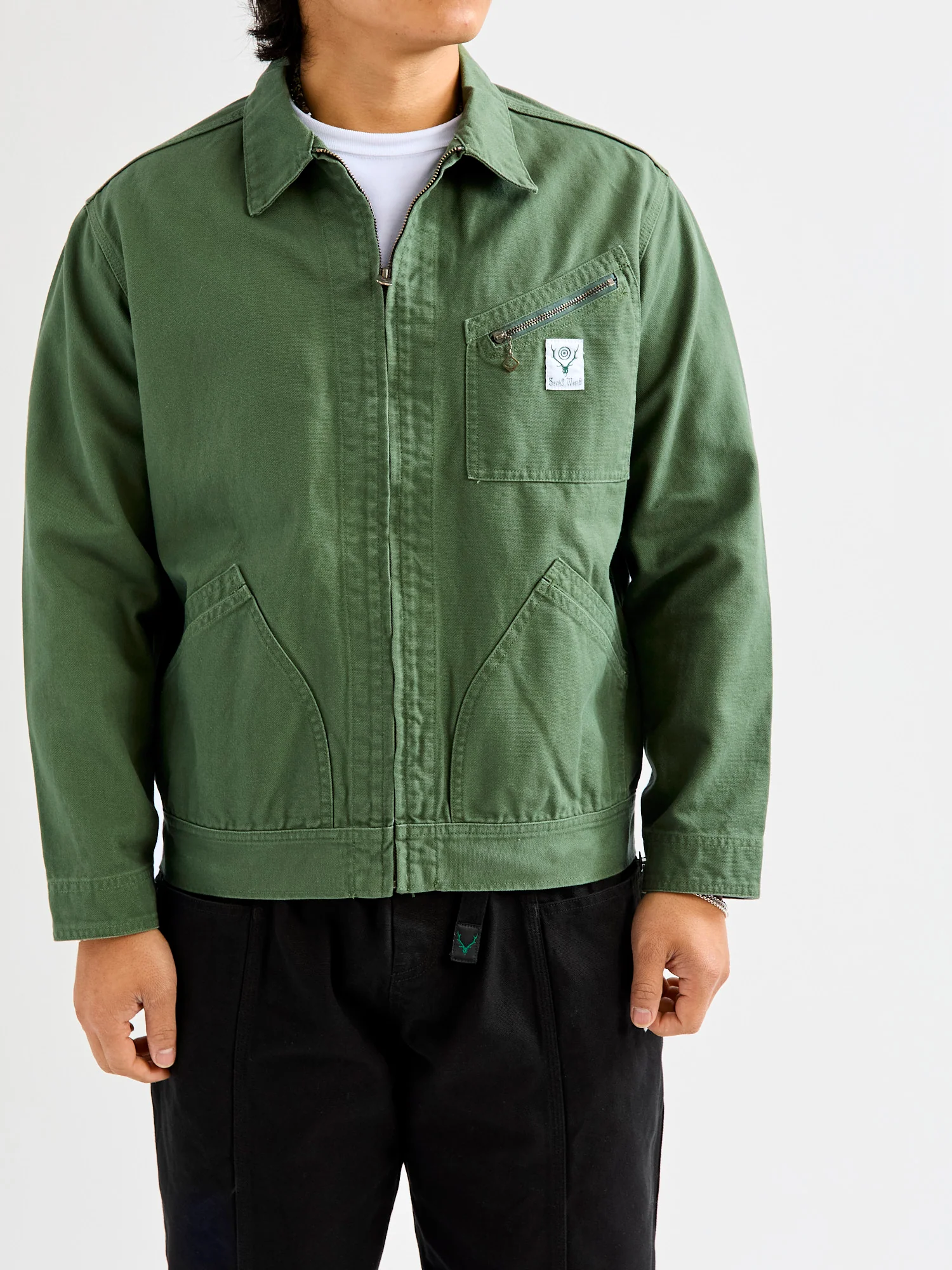 11.5oz Cotton Canvas Work Jacket in Moss Green - Image 2