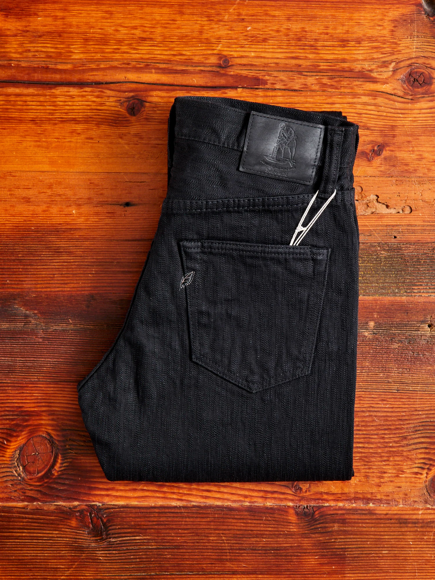 1167-WBK 13oz Rinsed Stretch Double Black Selvedge Denim - Relaxed Tapered Fit - Image 10