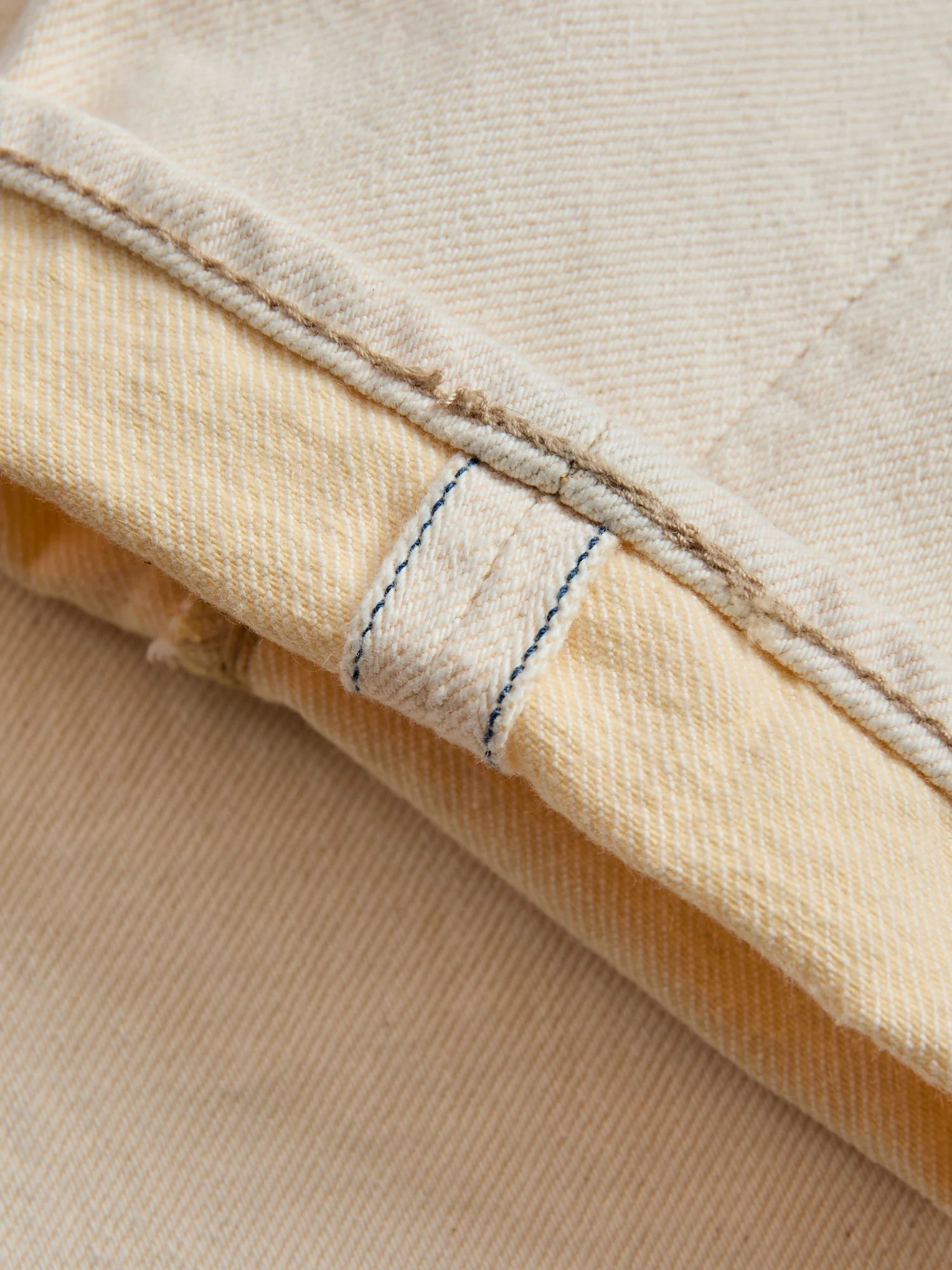 1172-1 "Ecru Beige" 14oz Rinsed Selvedge Denim - Regular Straight Fit - Image 12