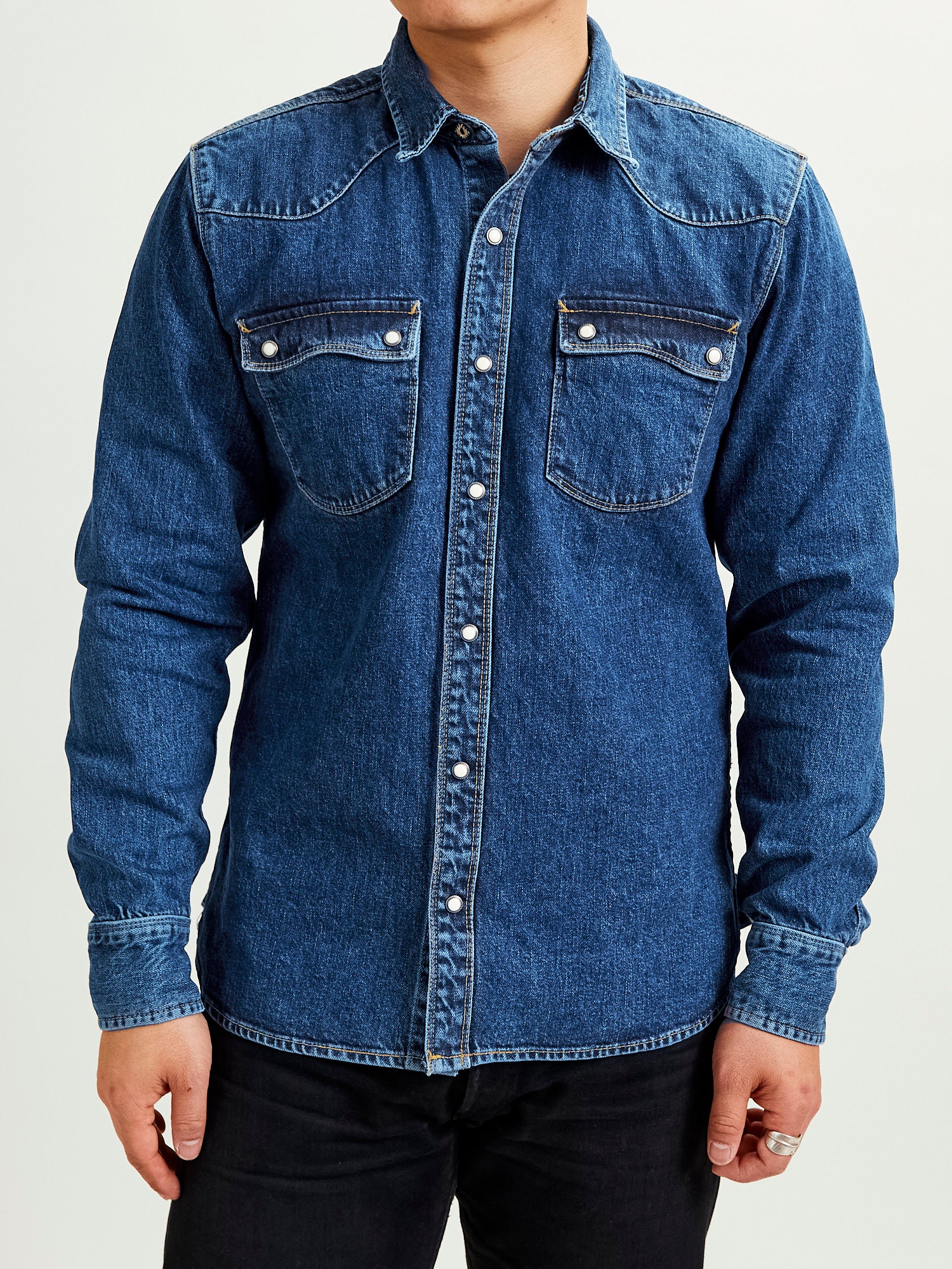 11oz Selvedge Western Shirt in Washed Indigo - Image 2