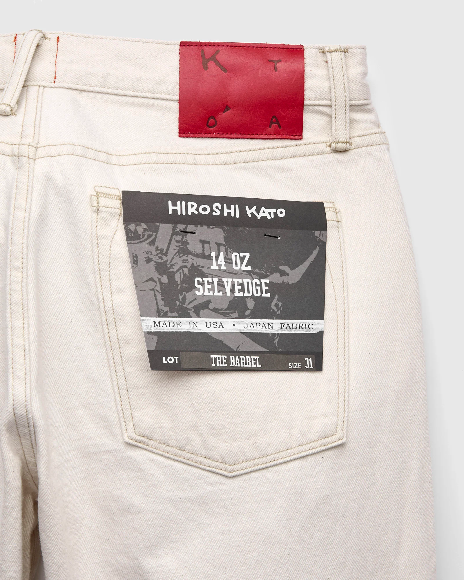 14oz "Ecru" Natural Slub Selvedge Denim - Barrel Wide Straight - Image 4