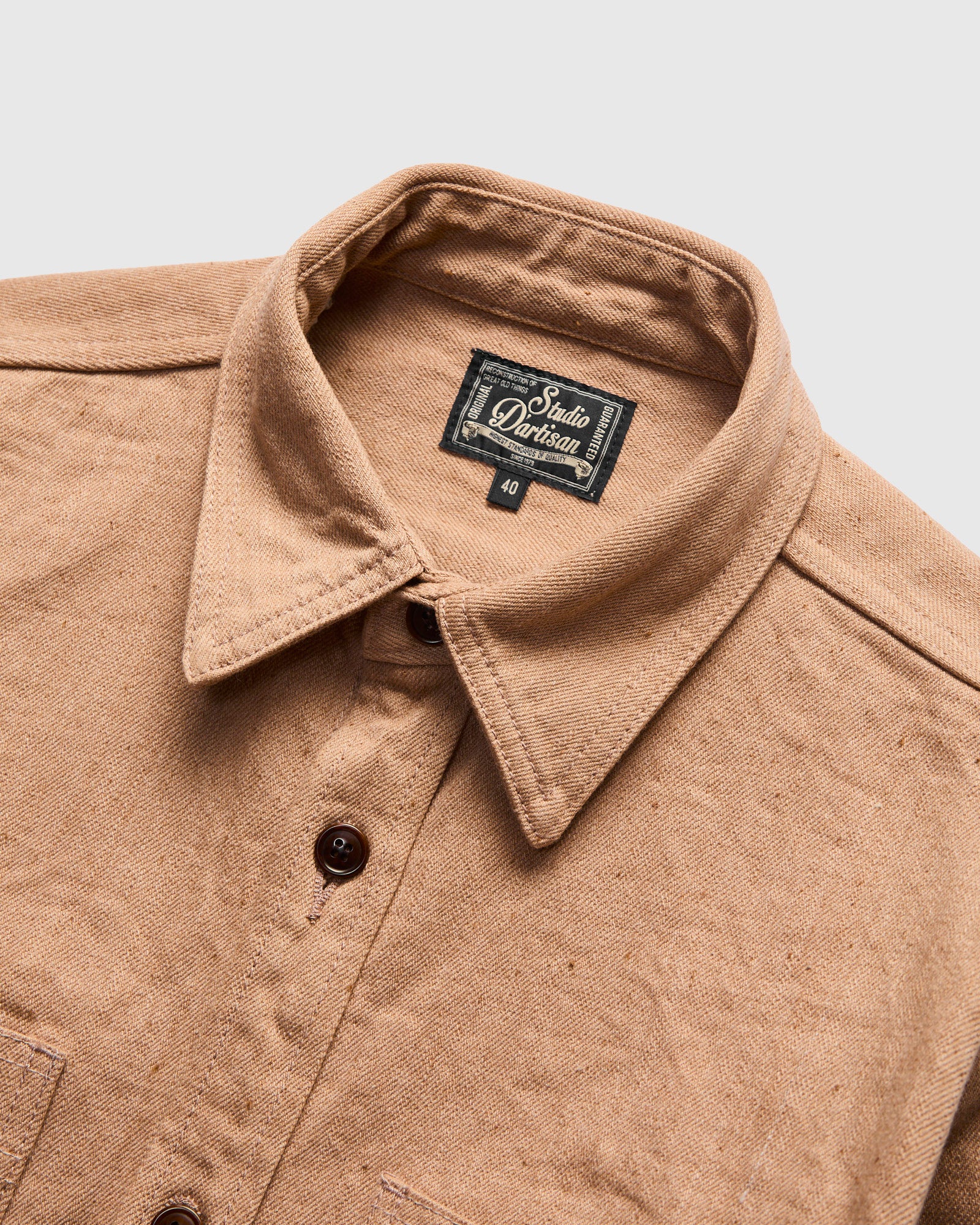 "Fox Cotton" Work Shirt in Brown - Image 4