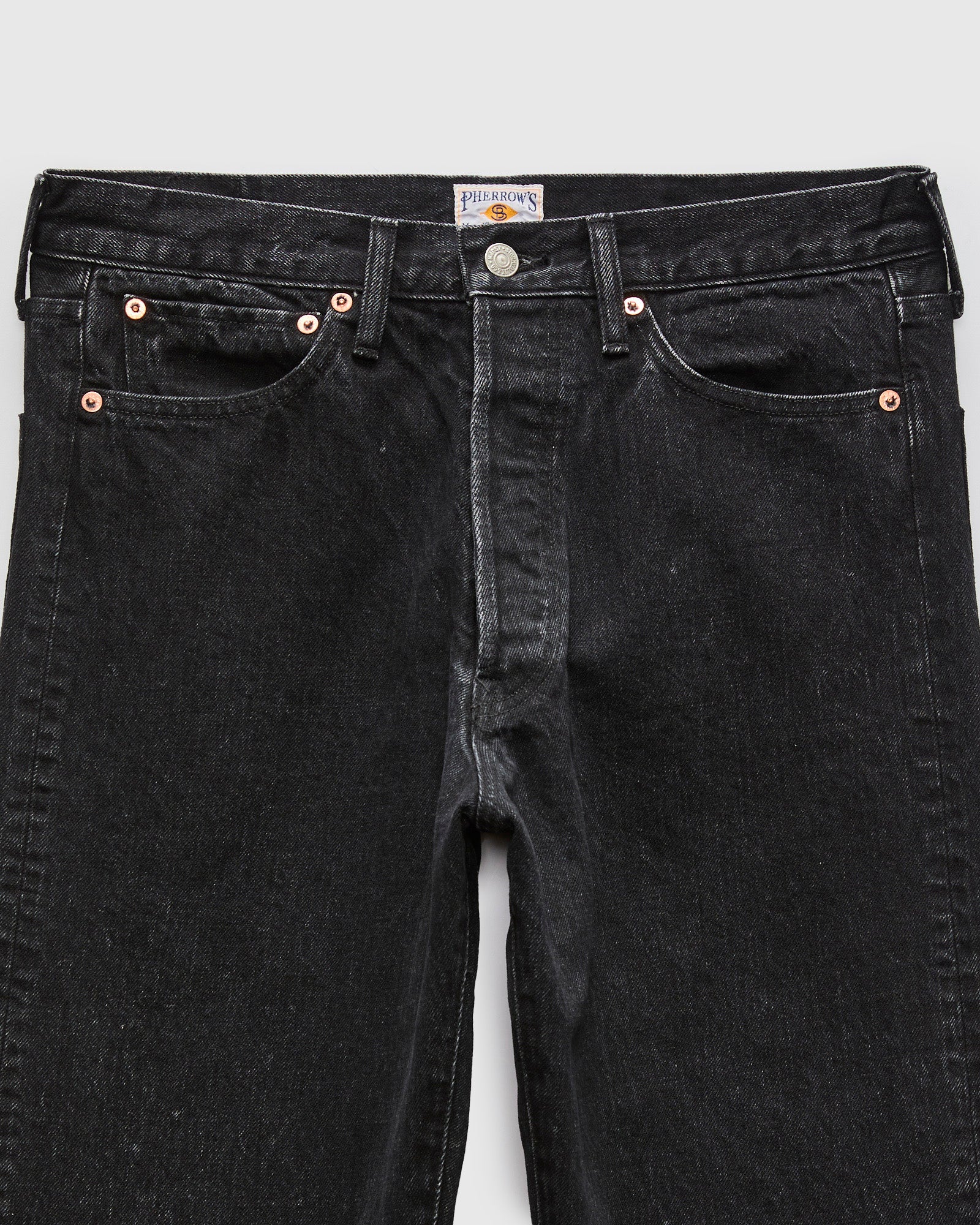 13.5oz Black Garment Dyed Denim - 50s Straight Fit - Image 3