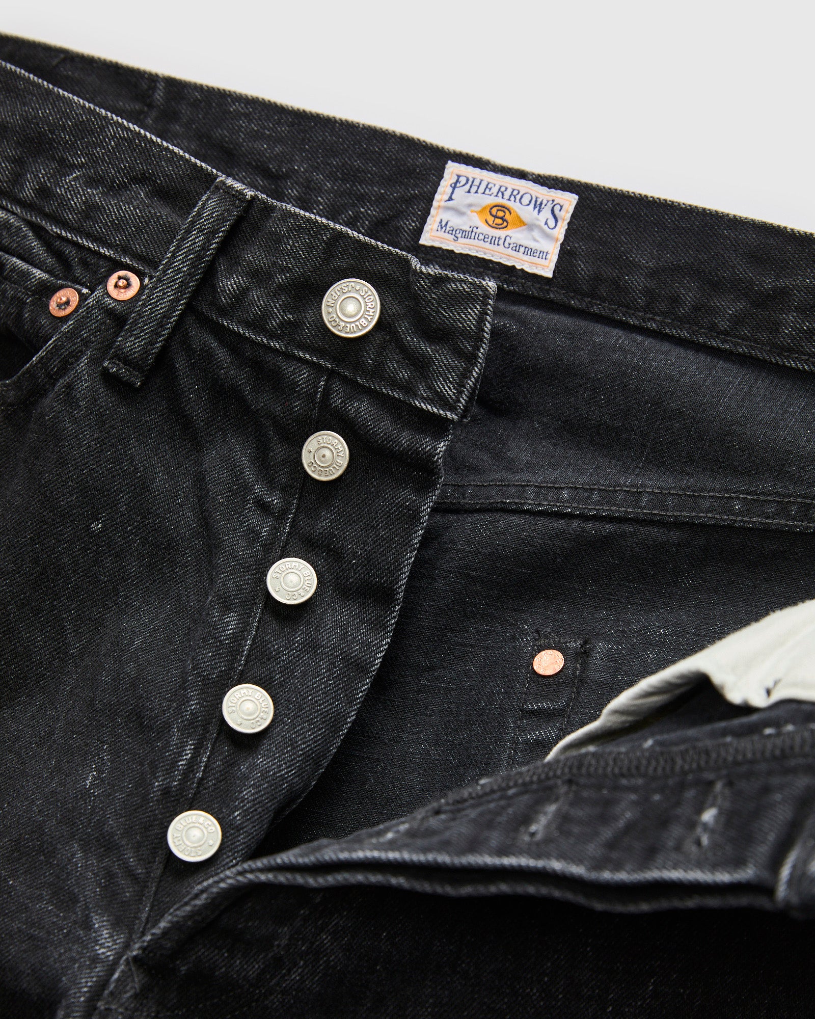 13.5oz Black Garment Dyed Denim - 50s Straight Fit - Image 5