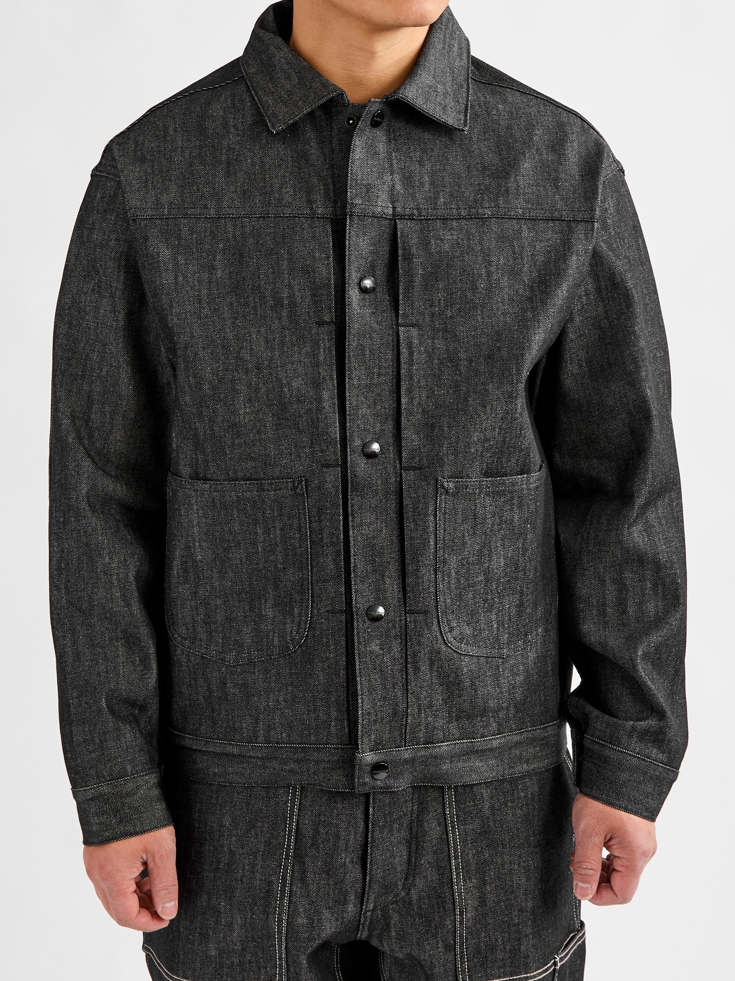 13oz Slub Denim Gardeners Jacket in Black - Image 2