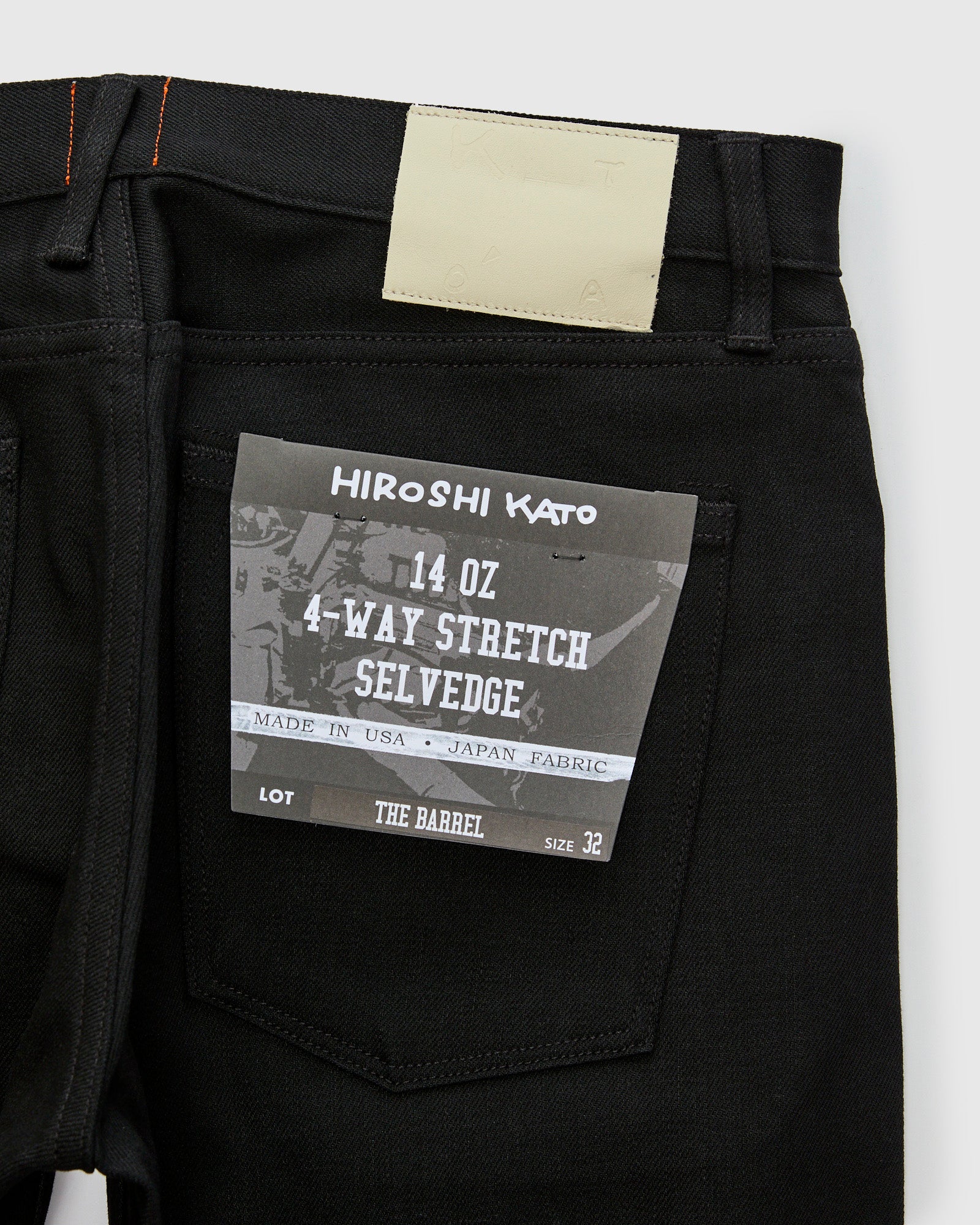 14oz Black Stretch Selvedge Denim - Barrel Wide Straight - Image 4