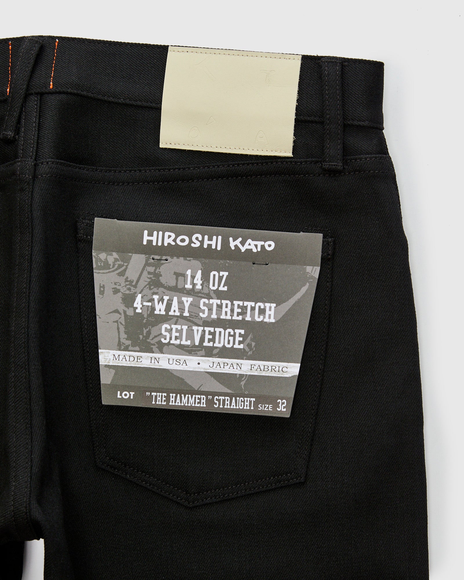 14oz Black Stretch Selvedge Denim - Hammer Straight - Image 4