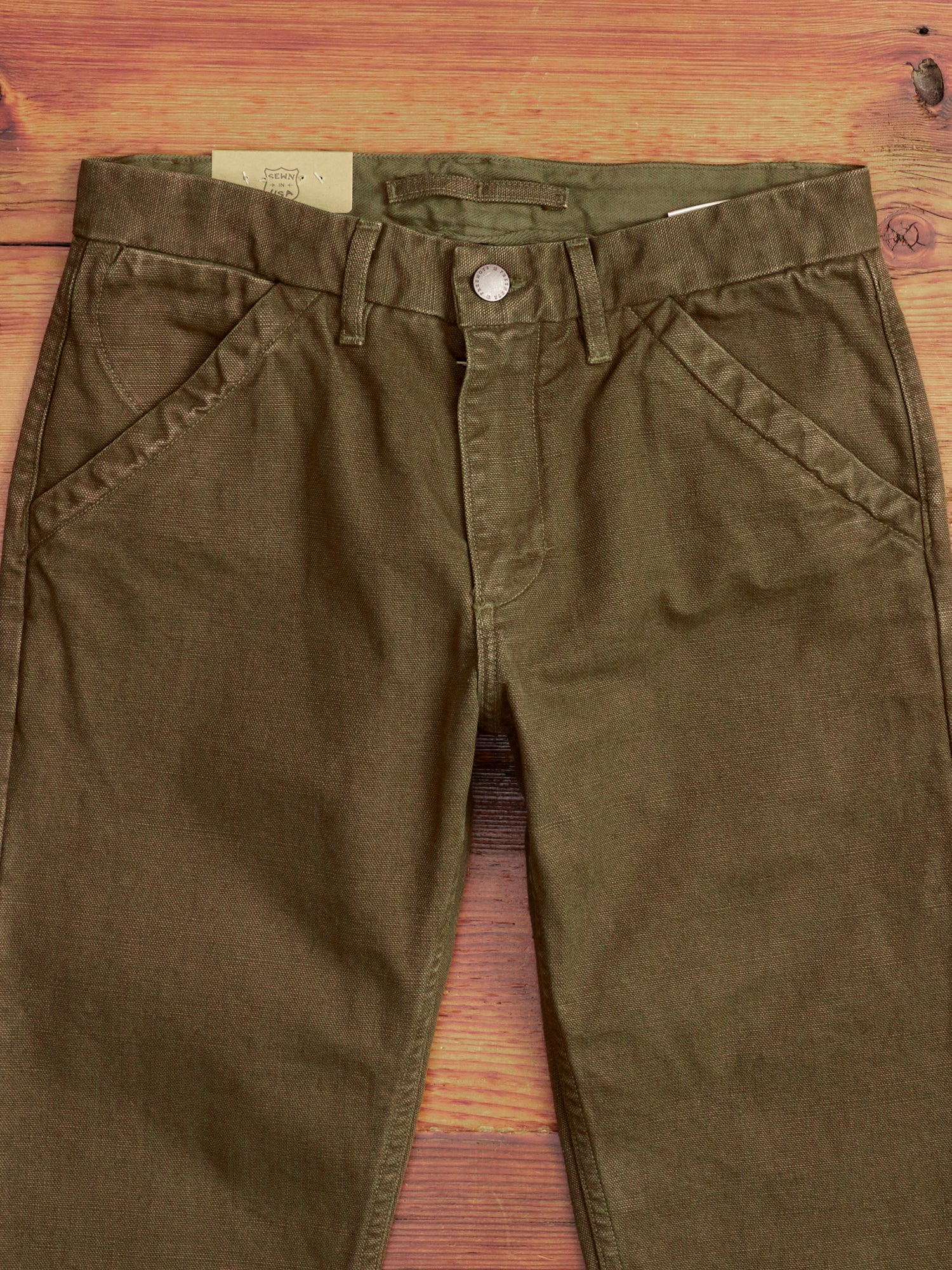 14oz Slub Workers Chino in Army Green - Image 2