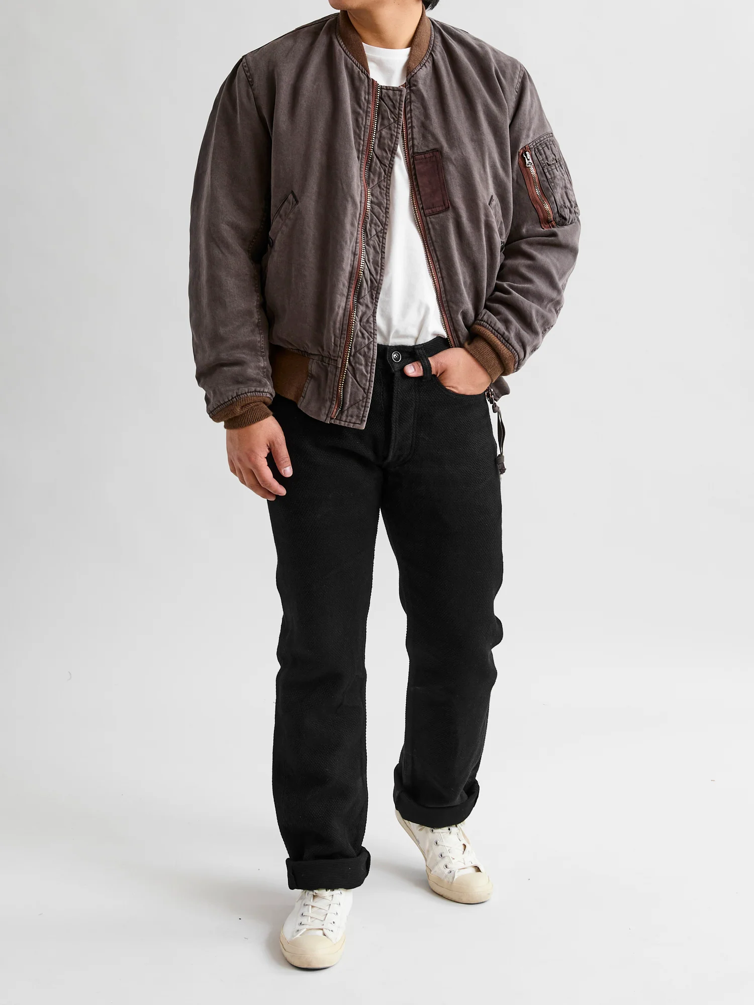 1877S "Kurozome" 14oz Deep Black Selvedge Sashiko Pants - Slim Straight Fit - Image 17