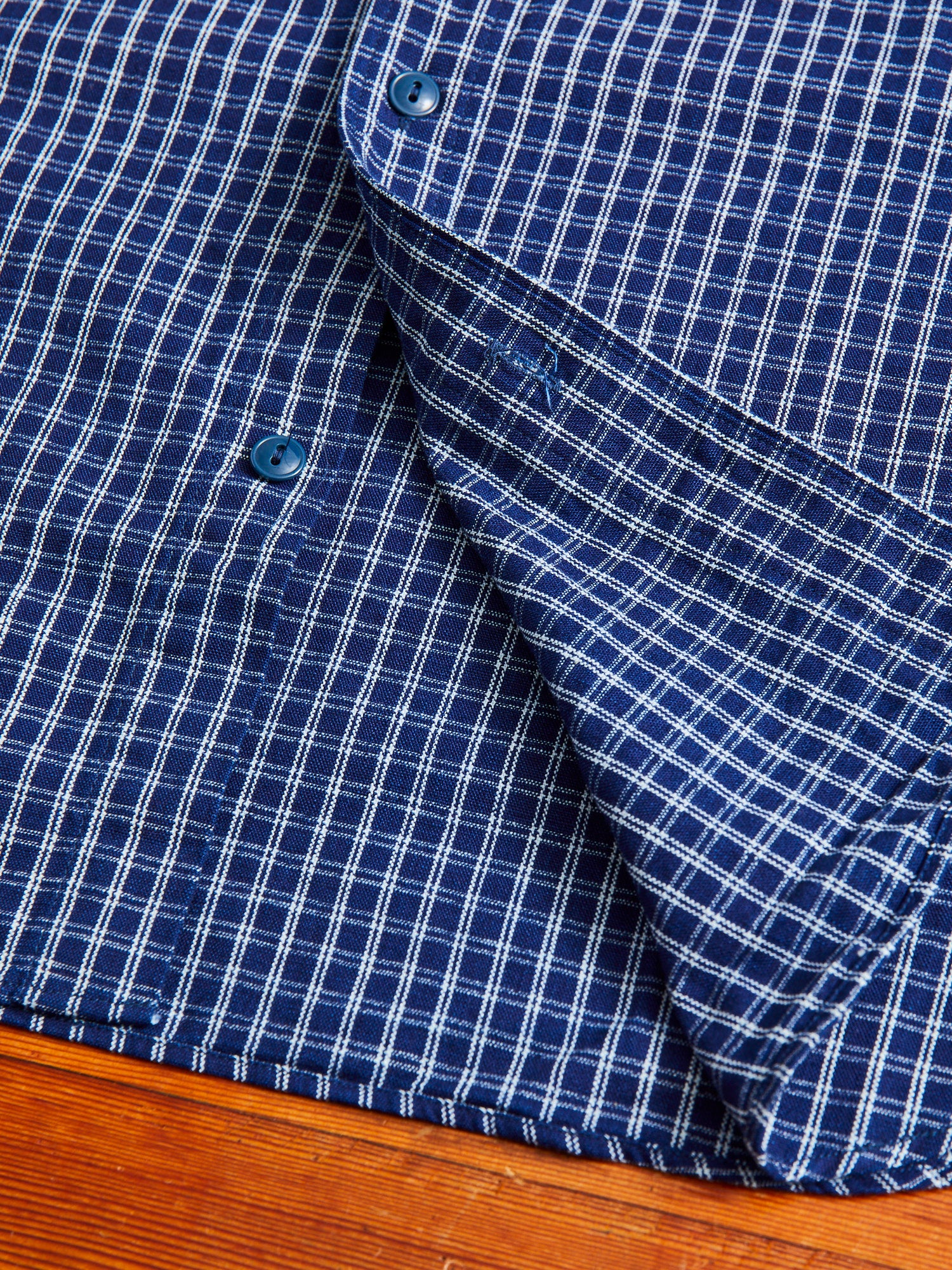 1940s Work Shirt in Indigo Check - Image 7