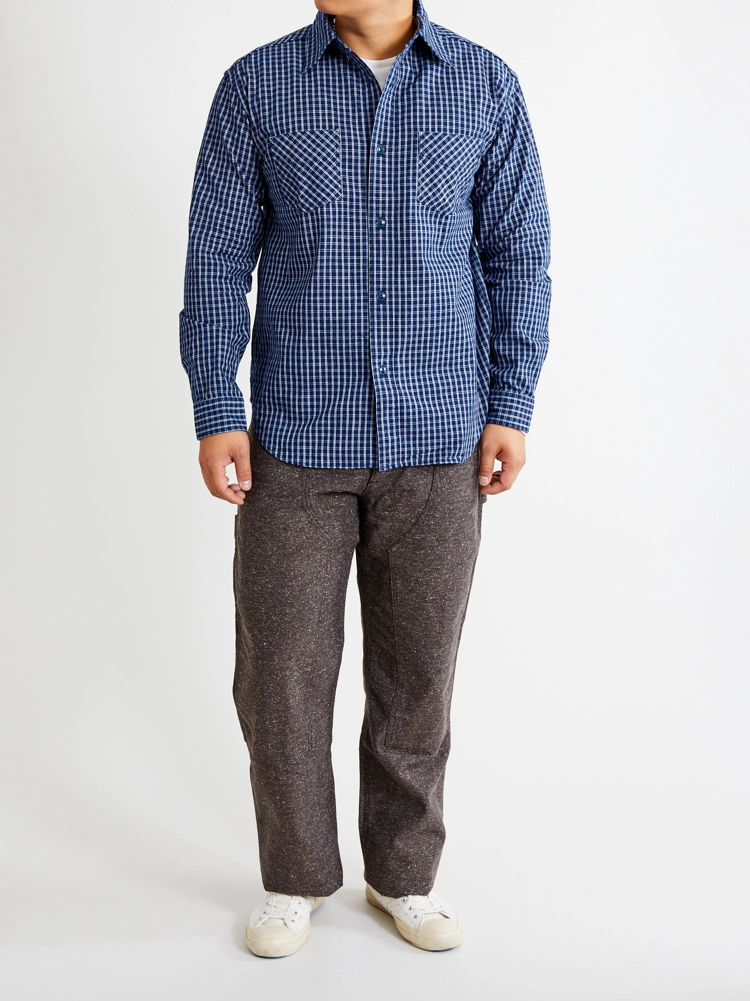 1940s Work Shirt in Indigo Check - Image 9