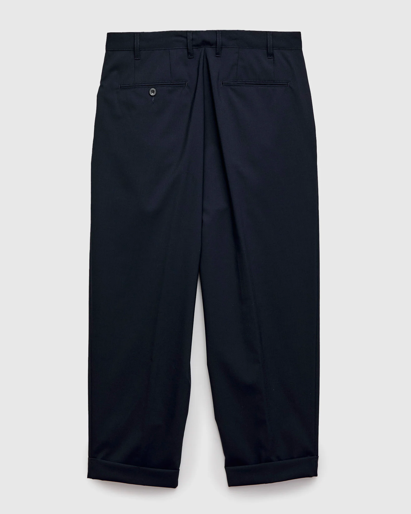 2-Pleat Tropical Wool Trousers in Dark Navy - Image 2