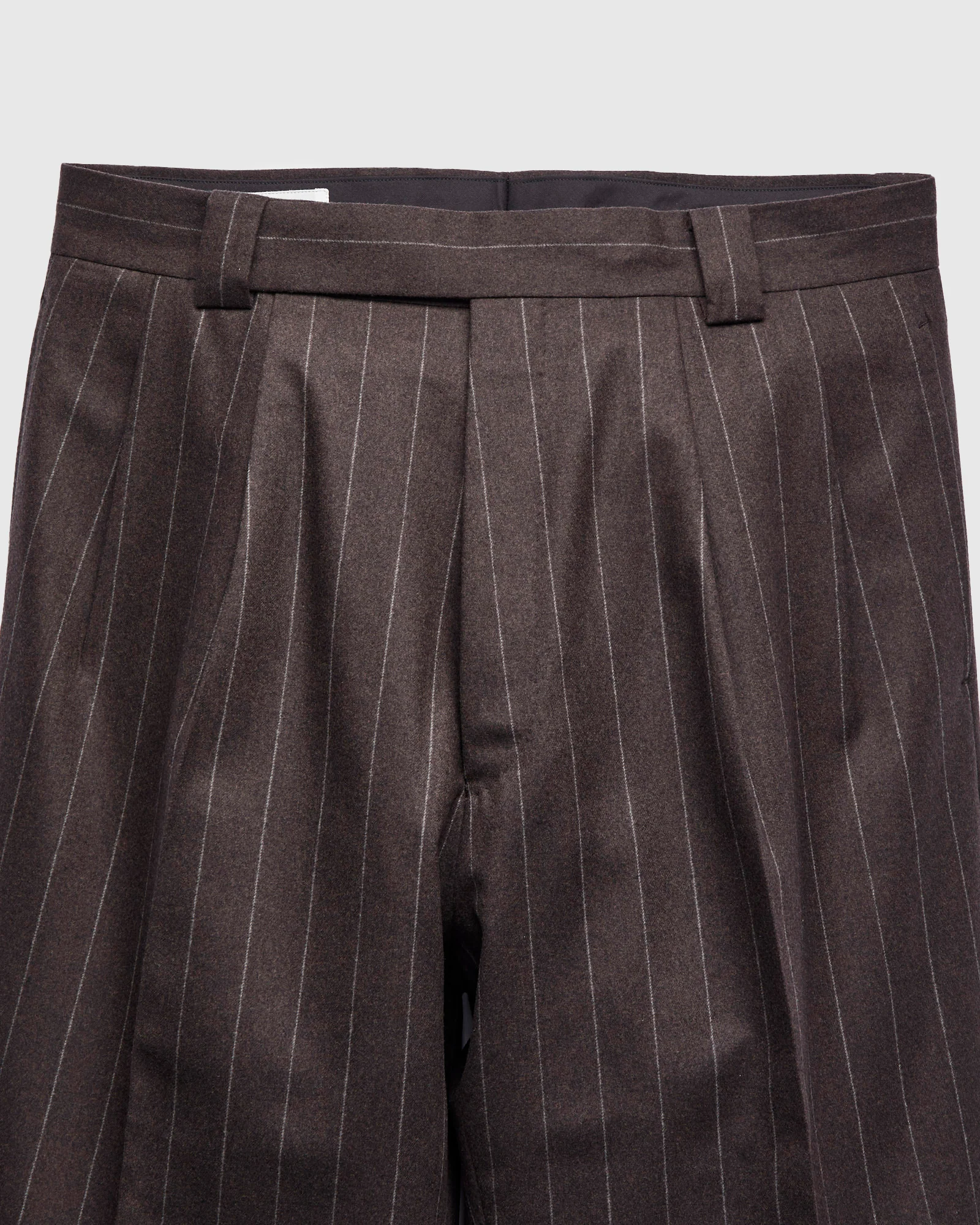 2-Pleat Wool Trousers in Top Brown Stripe - Image 4