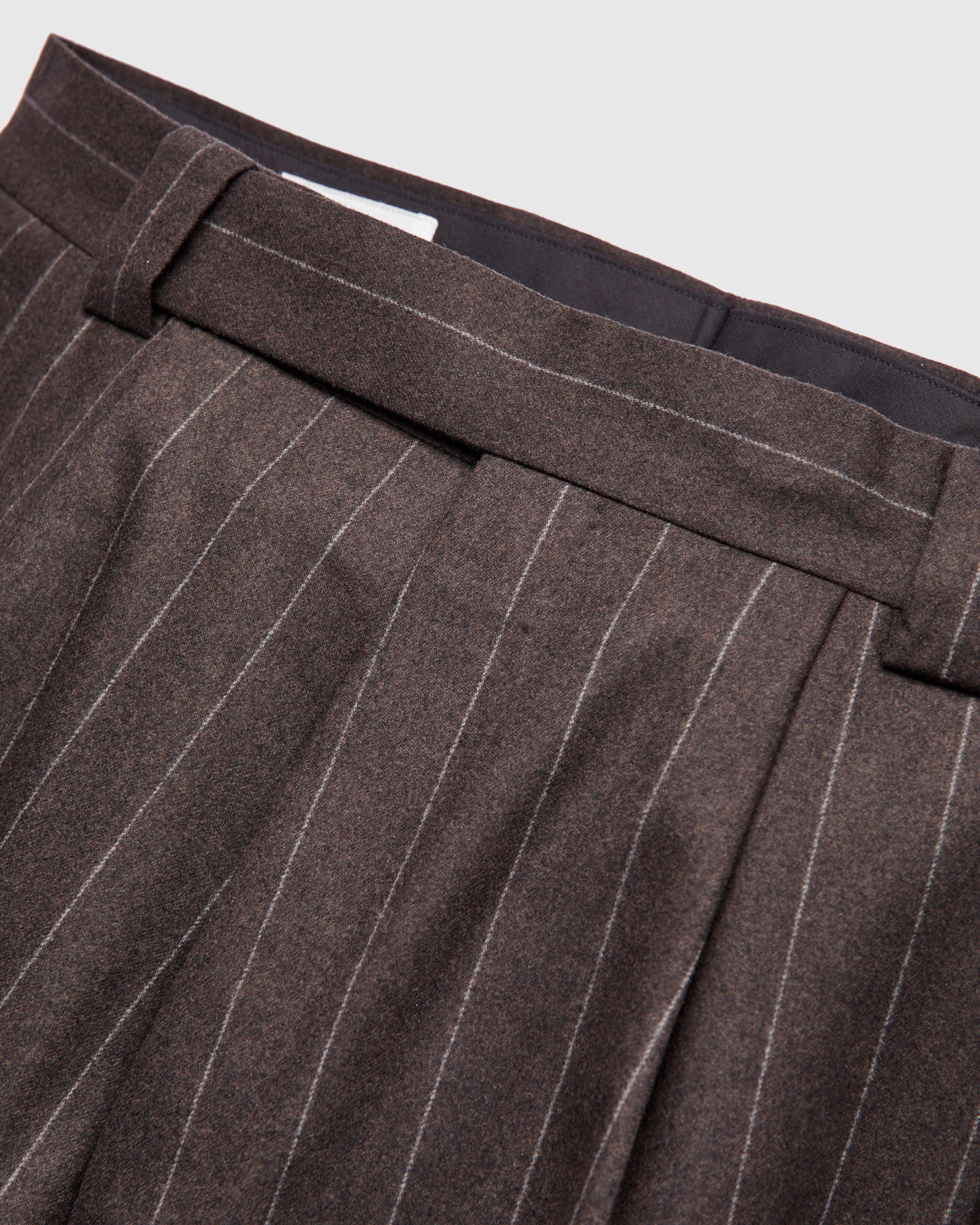 2-Pleat Wool Trousers in Top Brown Stripe - Image 5
