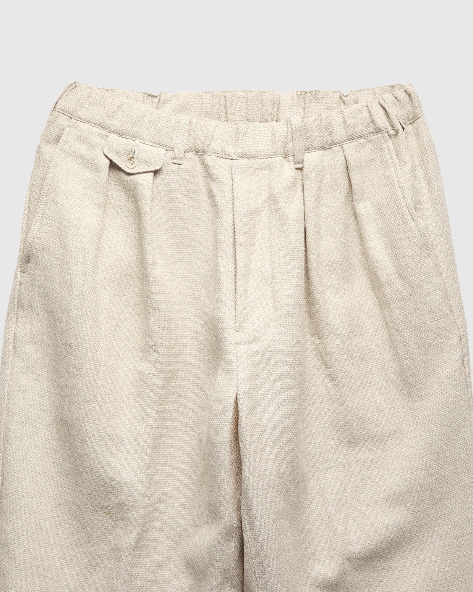 2-Pleats Cotton Linen Relax Trousers in Off White - Image 5