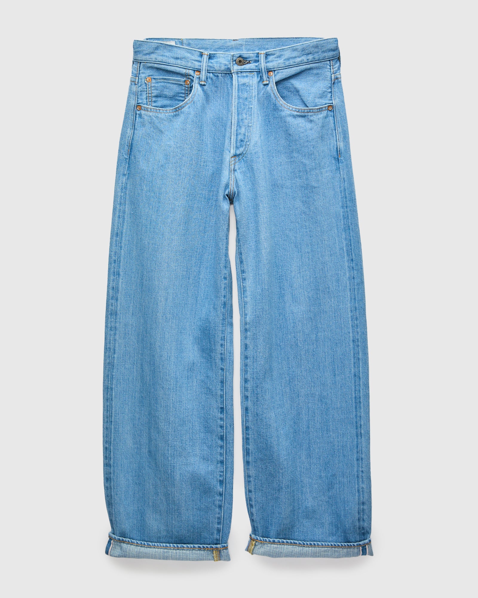 222-Kiraku-BB "Bio Bleach" 12oz Washed Selvedge Denim - Super Wide Straight Fit - Image 2