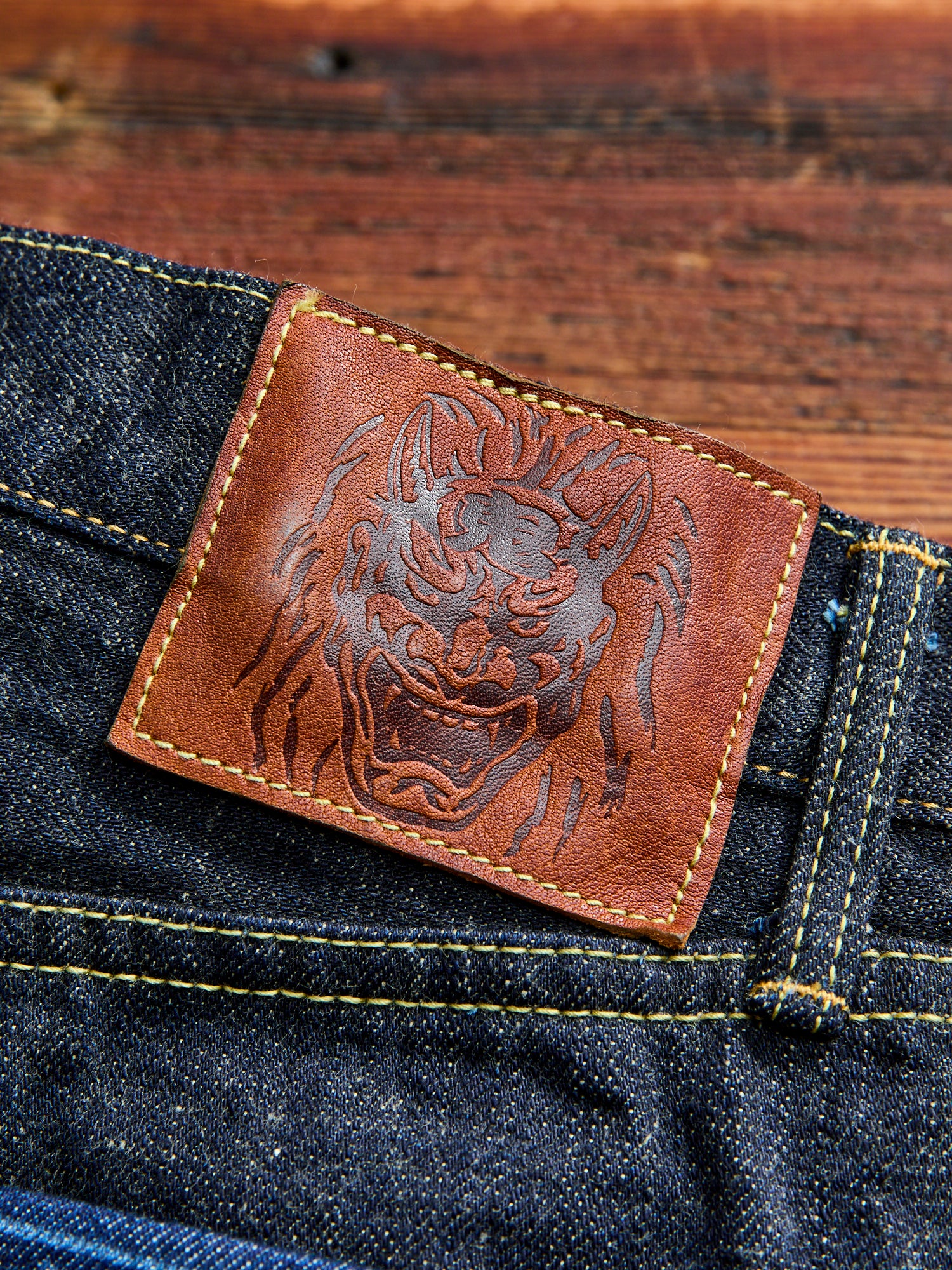 246-14KBE "Blue Oni" Indigo Beige 14oz Selvedge Denim - Clean Straight Fit - Image 3