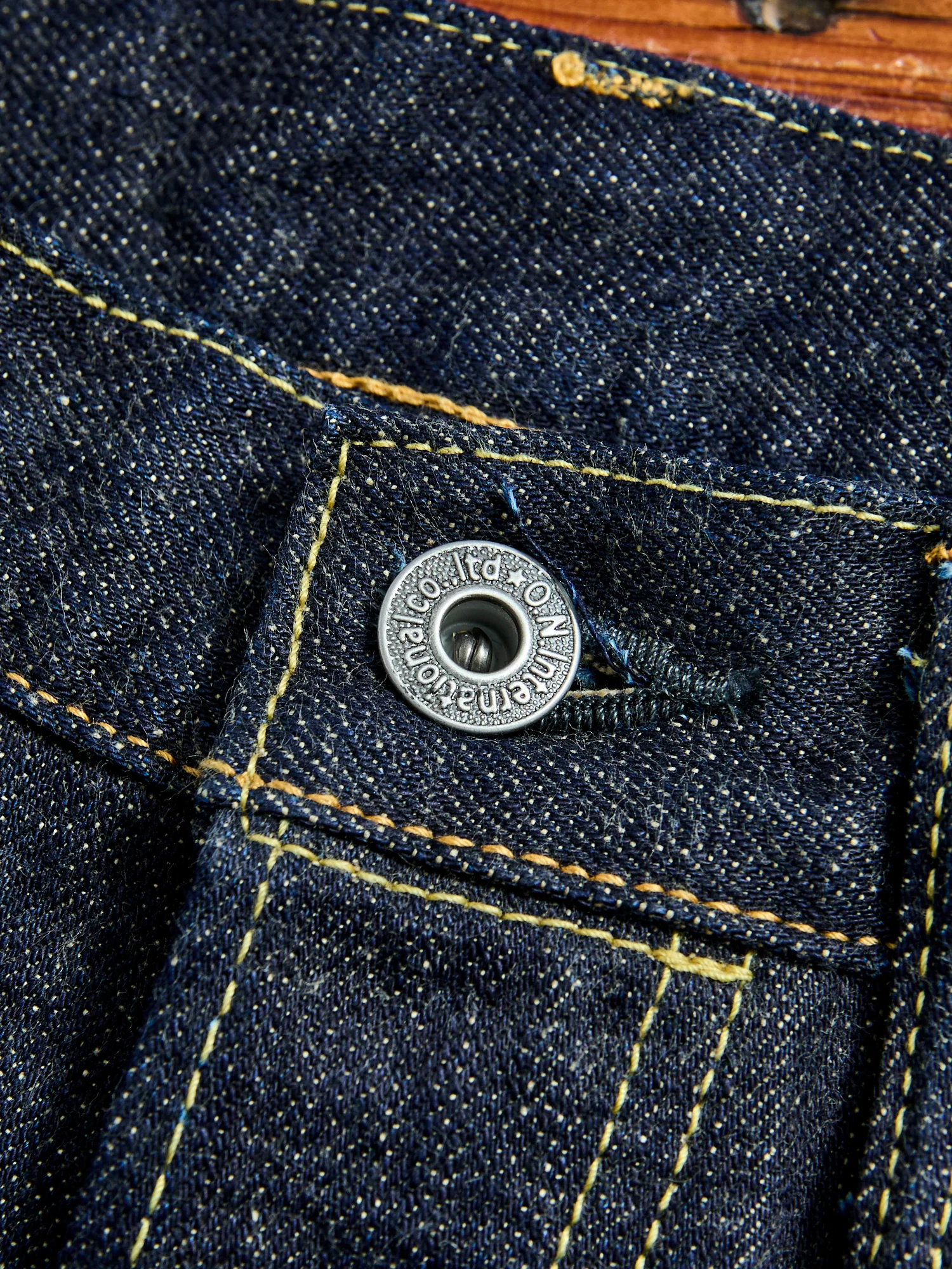 246-14KBE "Blue Oni" Indigo Beige 14oz Selvedge Denim - Clean Straight Fit - Image 8