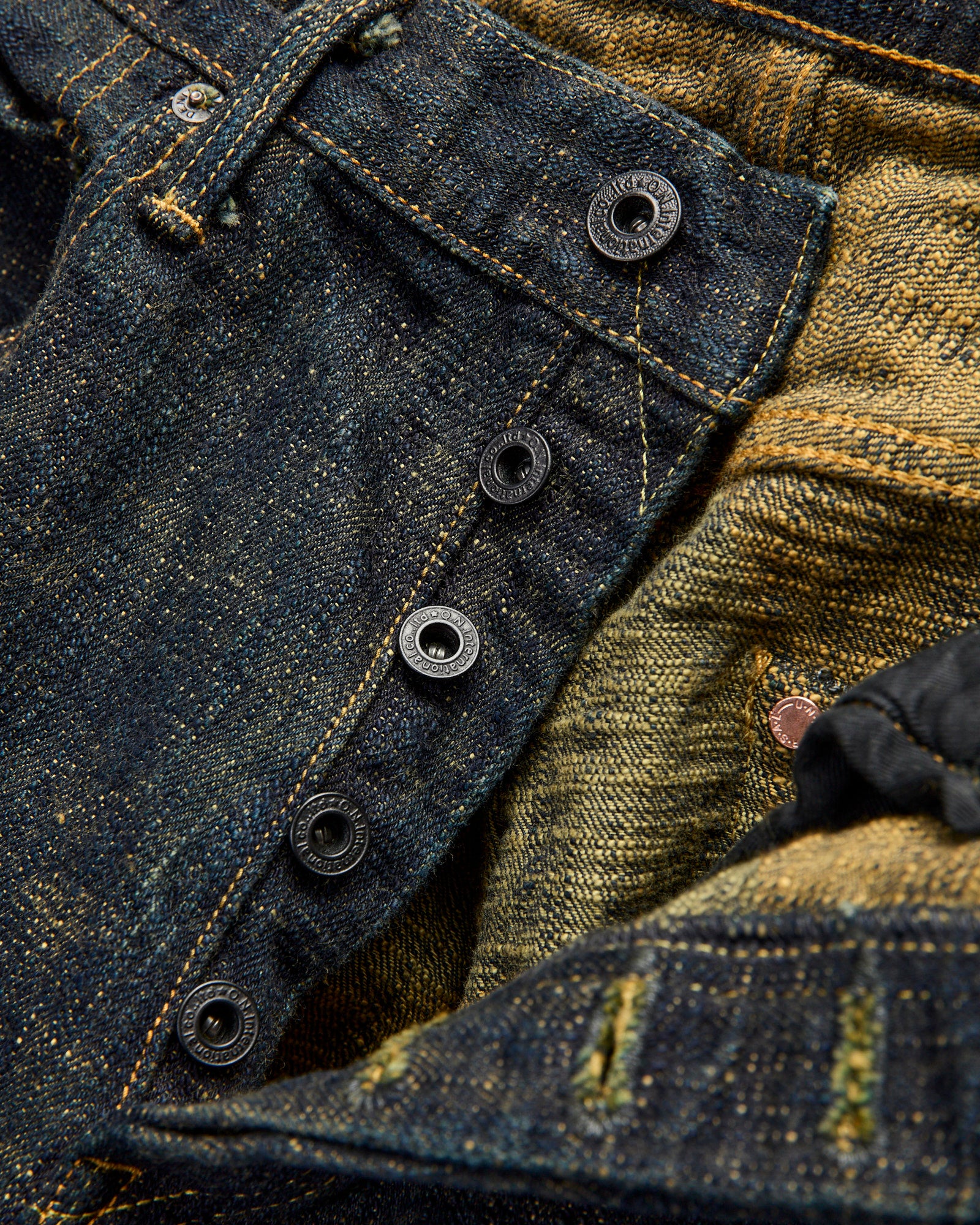 277-Bumpy "Oudo Ochre Overdye" 17oz Selvedge Denim - Just-Right Straight Fit - Image 8