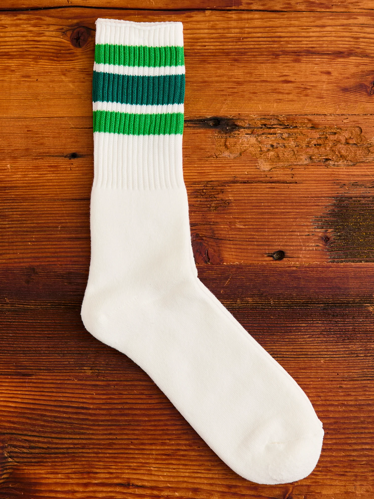 3 Line Crew Length Sock in Green - Image 2