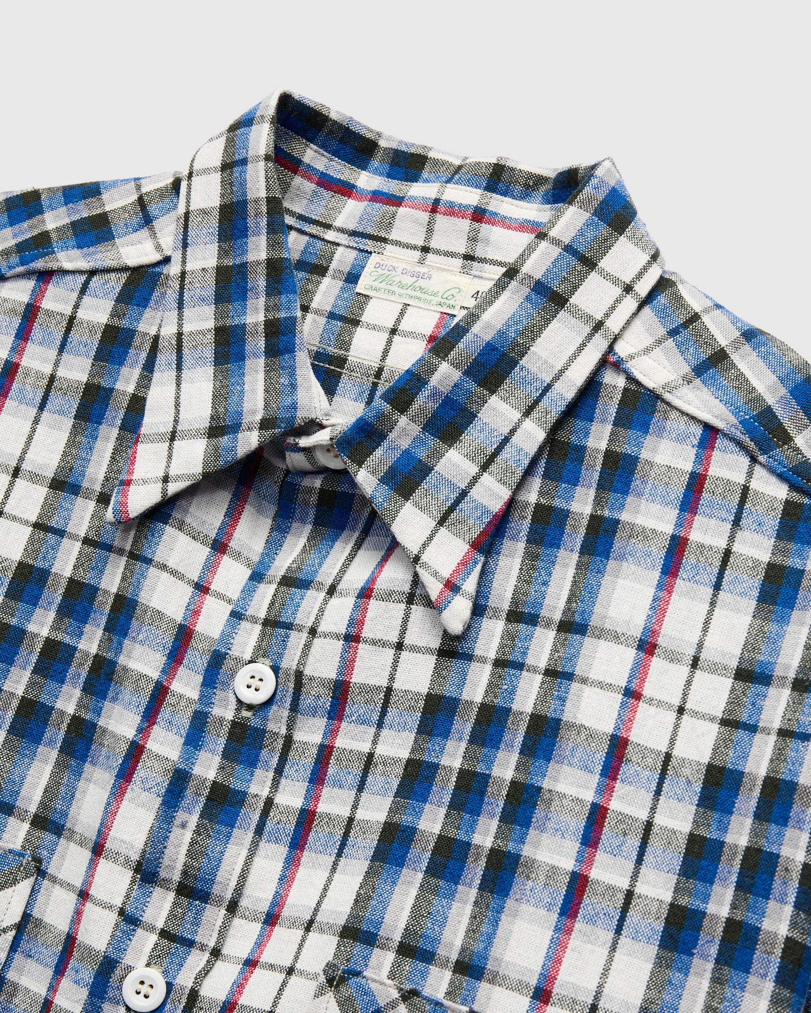 3056 Short Sleeve Check Work Shirt in Blue - Image 4