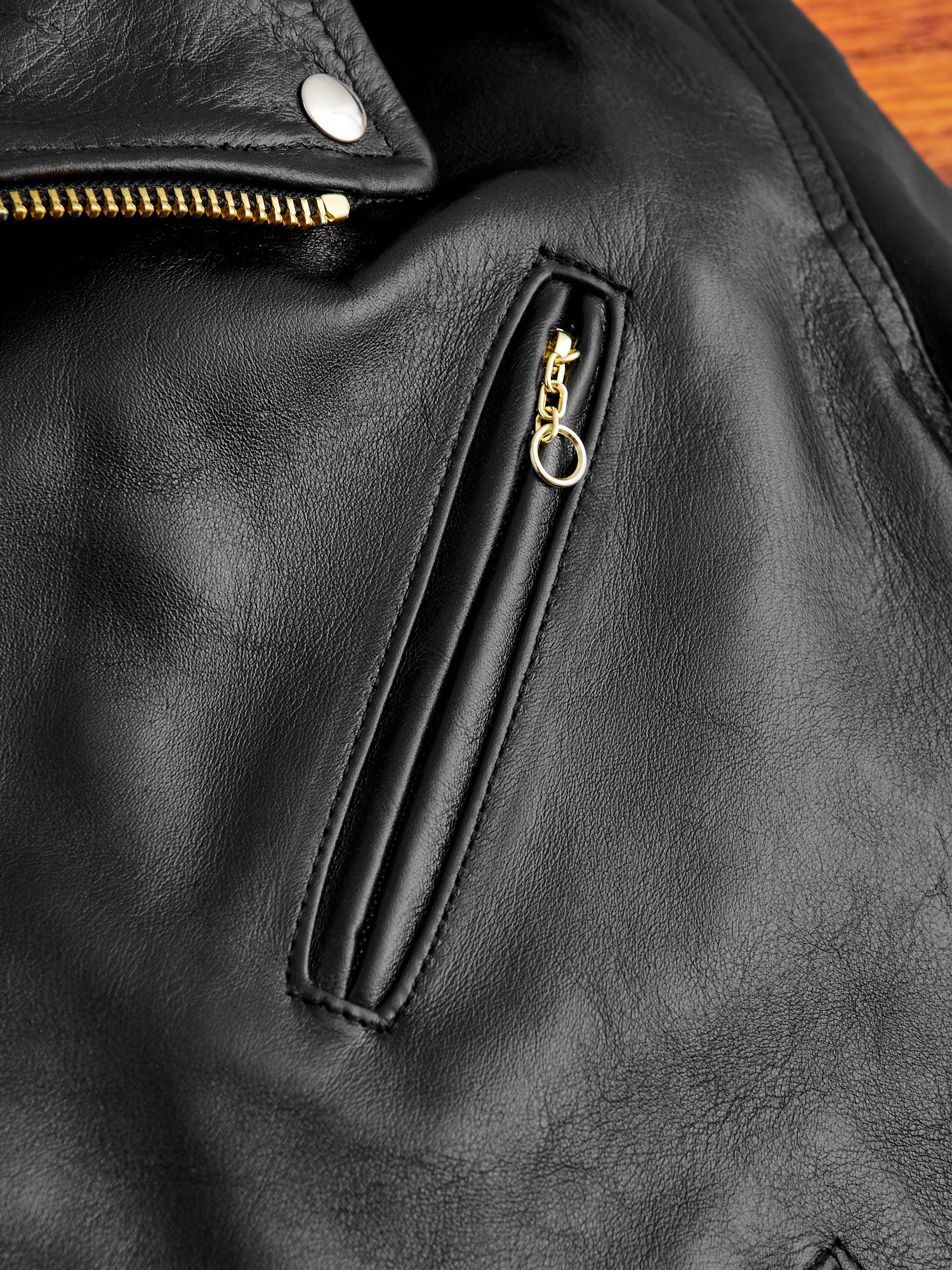"3sixteen x Schott NYC" 20th Anniversary Horsehide Perfecto Leather Jacket in Black - Image 7