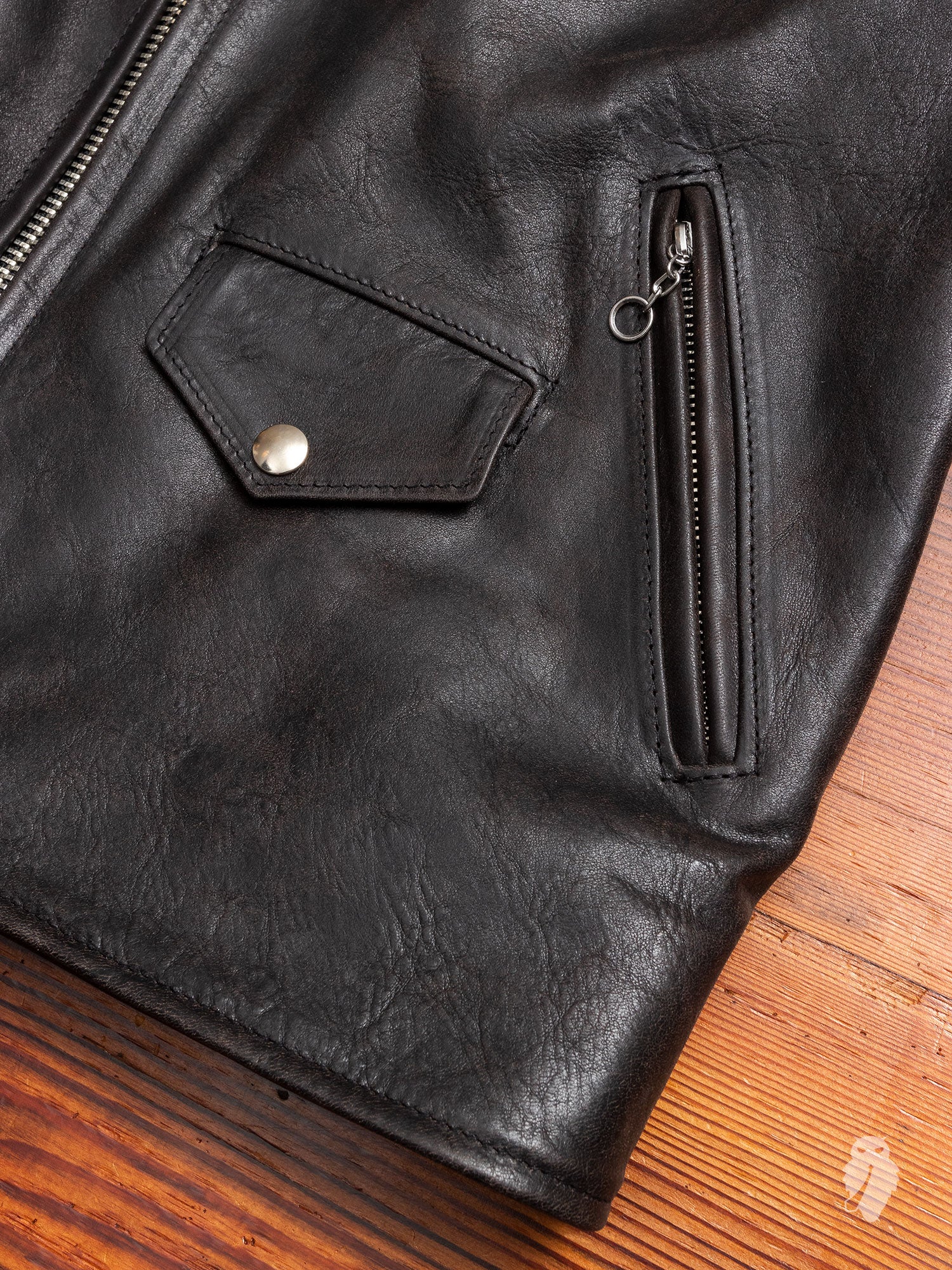 "3sixteen x Schott NYC" Perfecto Leather Jacket in Black - Image 6