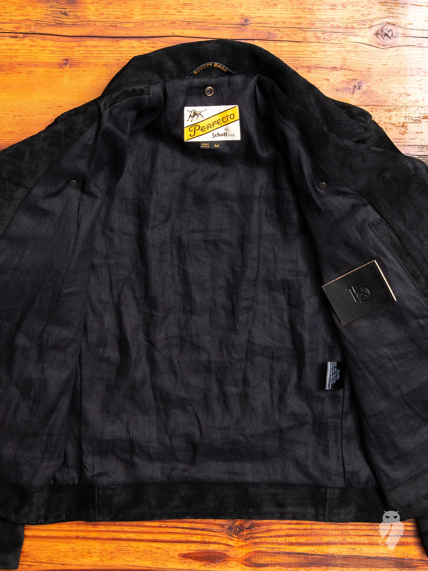 "3sixteen x Schott NYC" Perfecto Leather Jacket in Black Rough-Out - Image 11