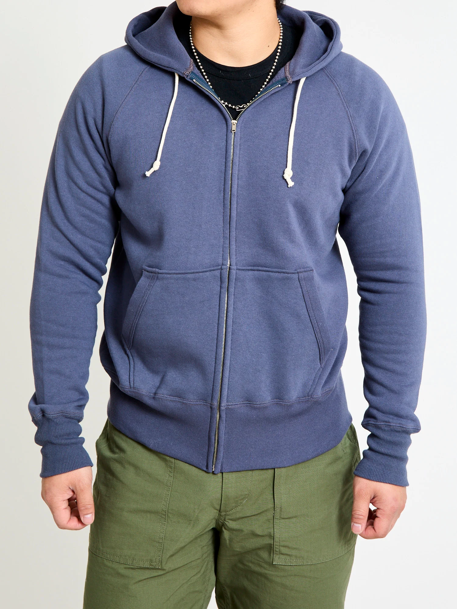 451 Loopwheel Zip Hoodie in Navy - Image 2