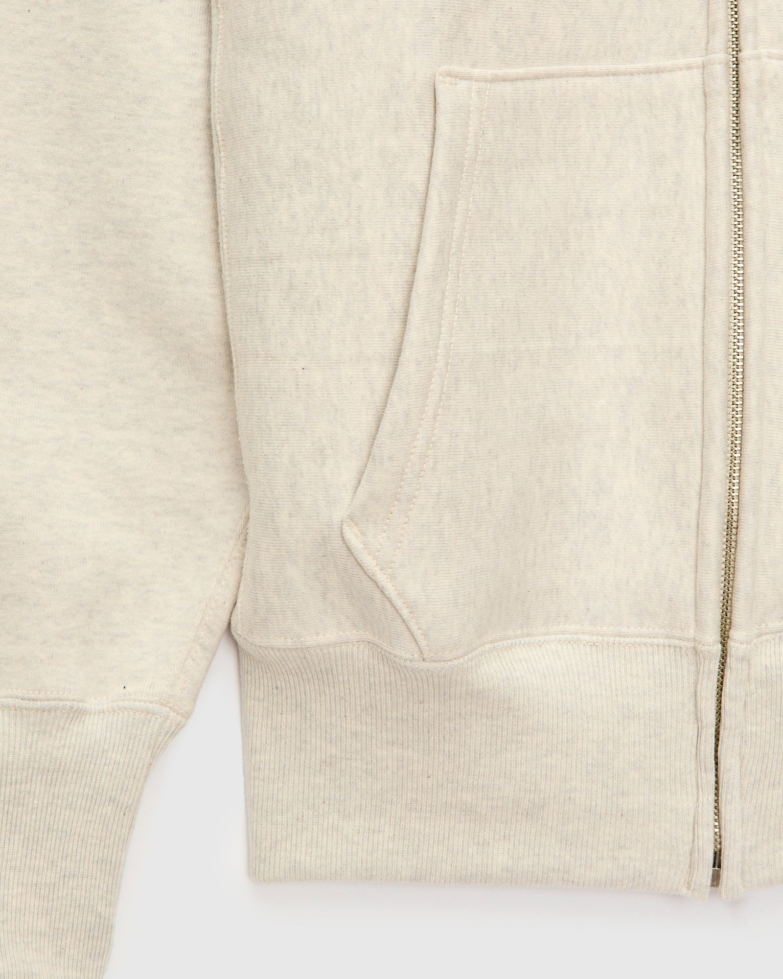 487 Reverse Weave Loopwheel Zip Hoodie in Oatmeal - Image 5