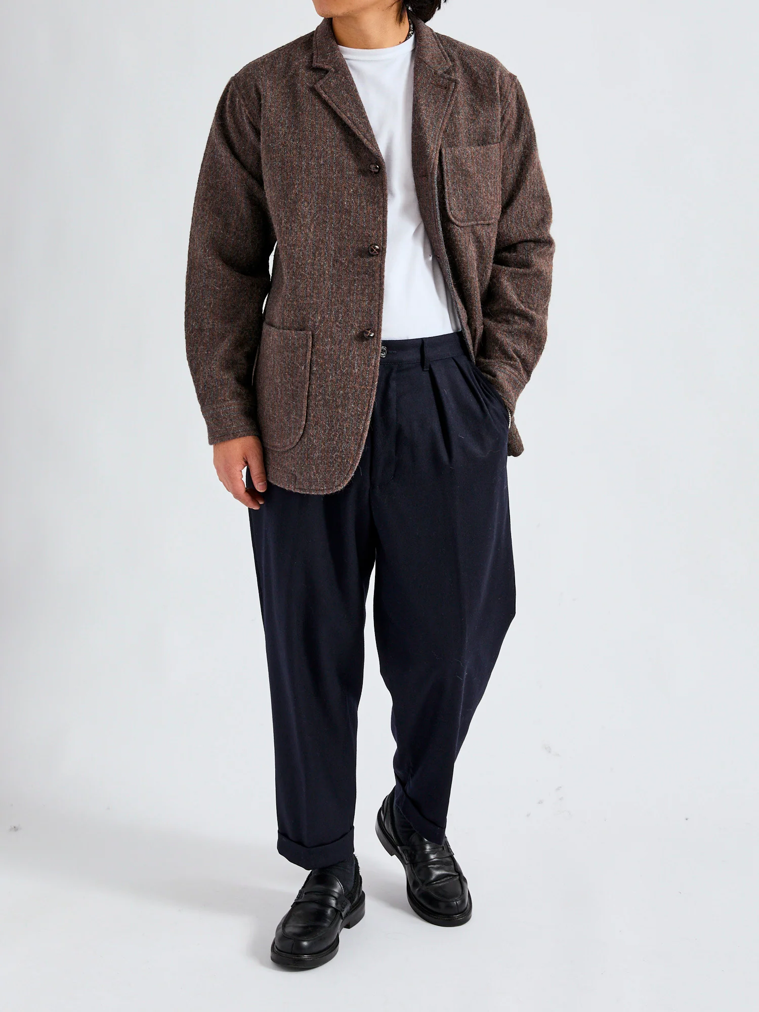 4B Cuffs Alpaca Tweed Jacket in Brown Stripe - Image 10