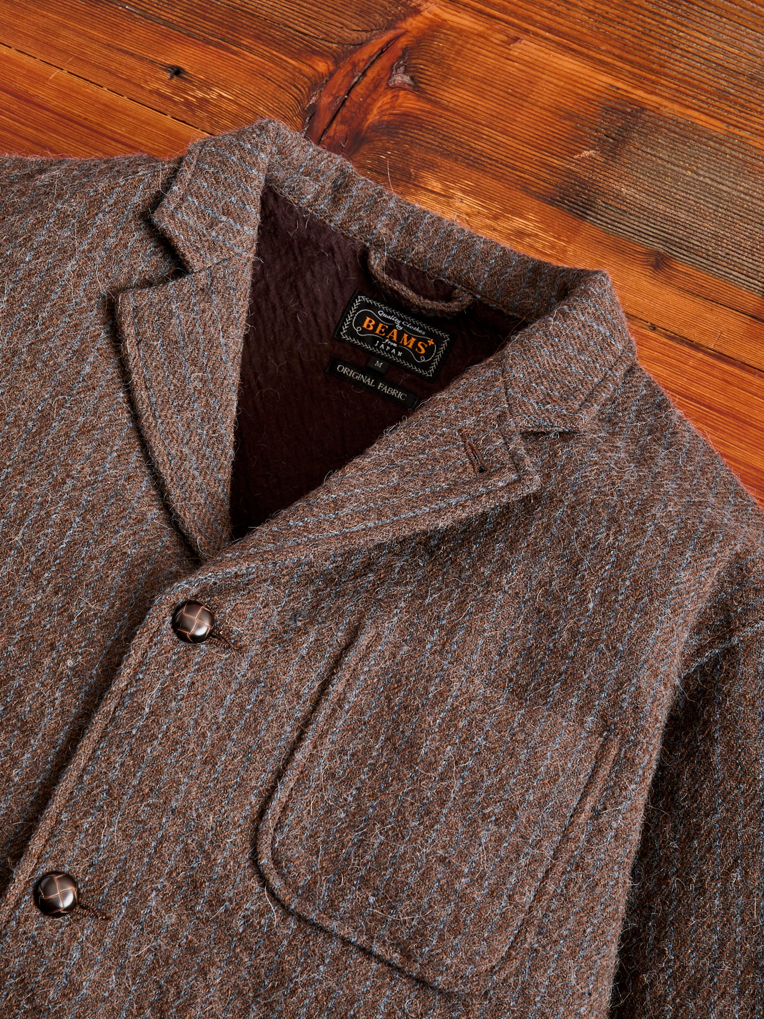 4B Cuffs Alpaca Tweed Jacket in Brown Stripe - Image 5