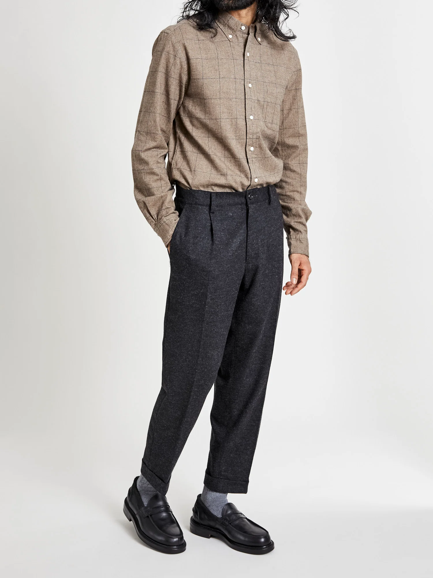 Shaggy Check Button-Down Shirt in Brown - Image 11
