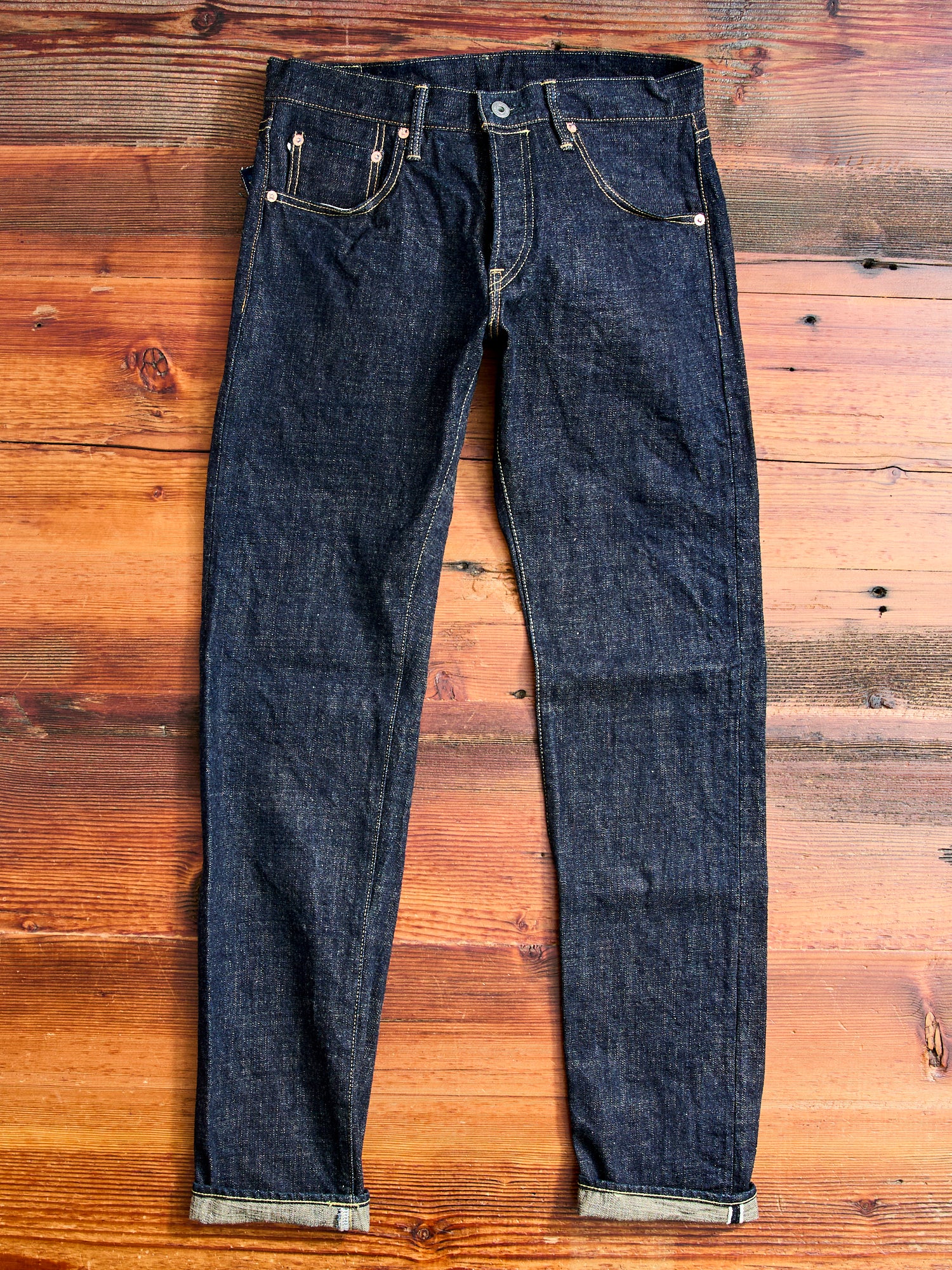622-14KBE "Blue Oni" Indigo Beige 14oz Selvedge Denim - Relaxed Tapered - Image 4