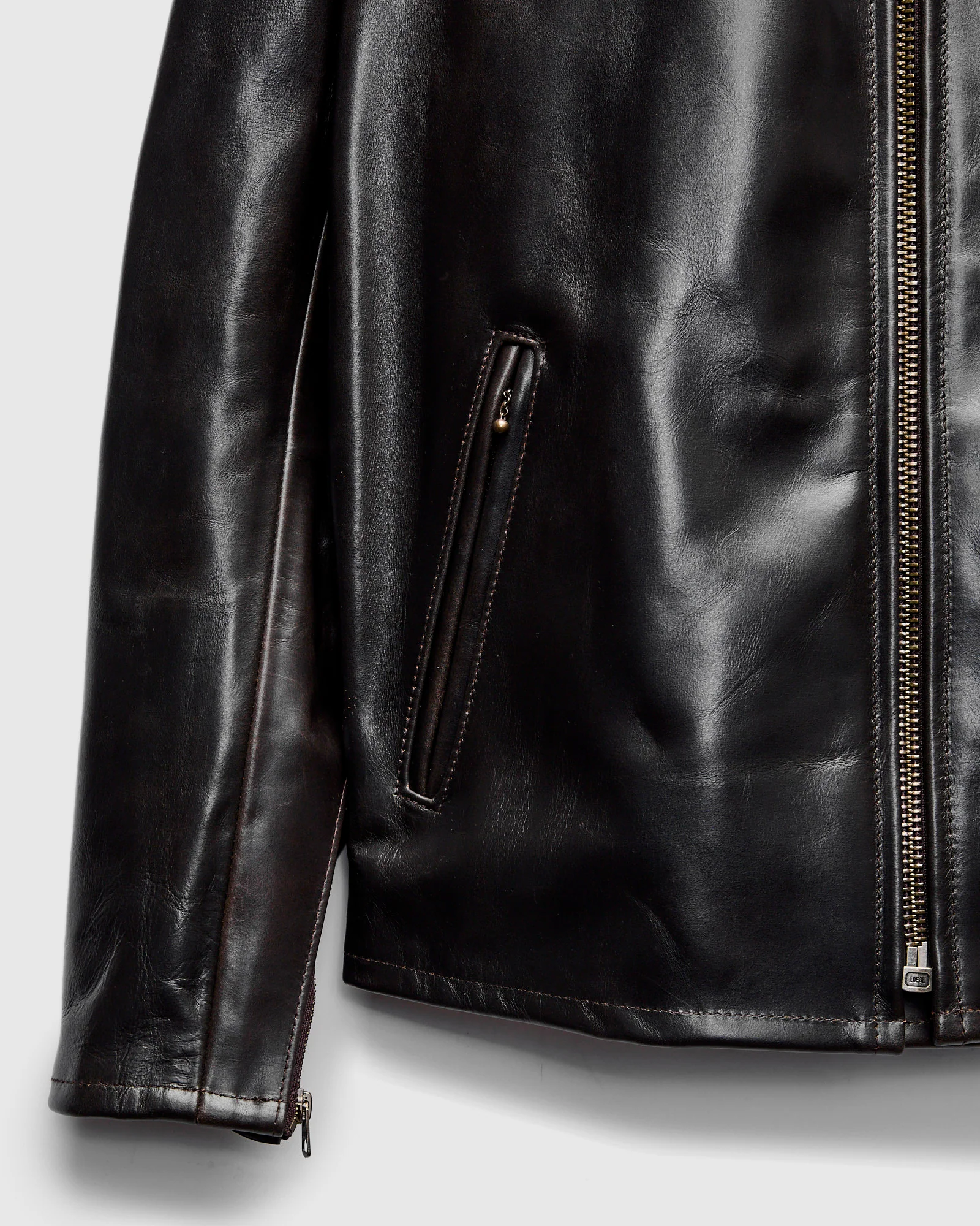 688 Heavy Cowhide Racer Jacket in Brown - Image 6
