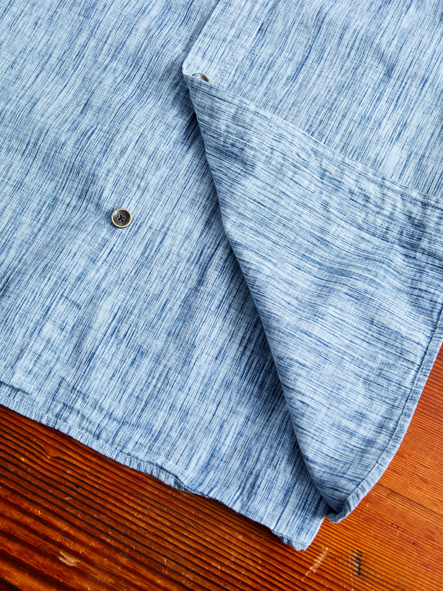 6oz Kasuri Chambray Button-Up Shirt in Indigo - Image 7