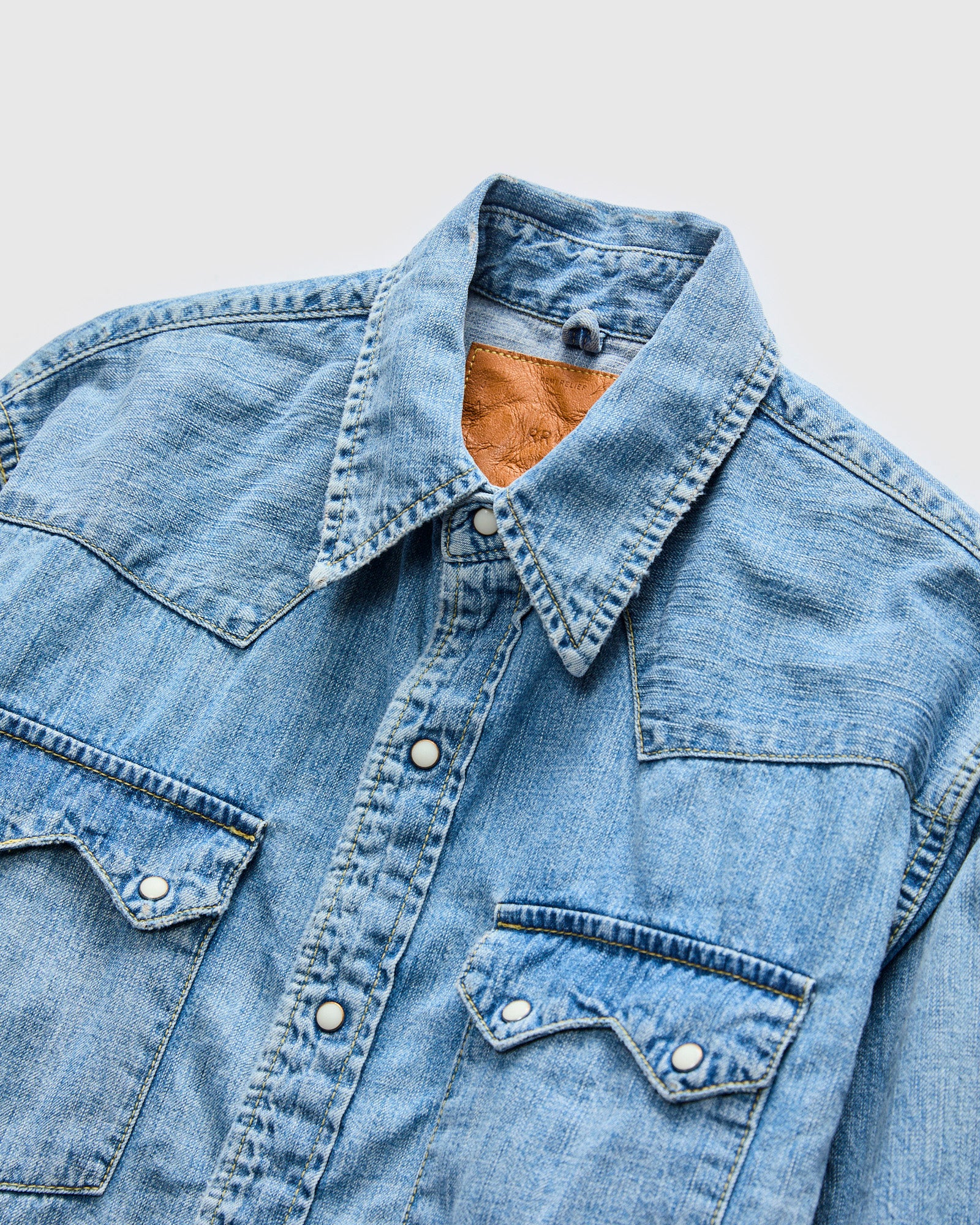 8.5oz Denim Western Shirt in Used Blue - Image 4