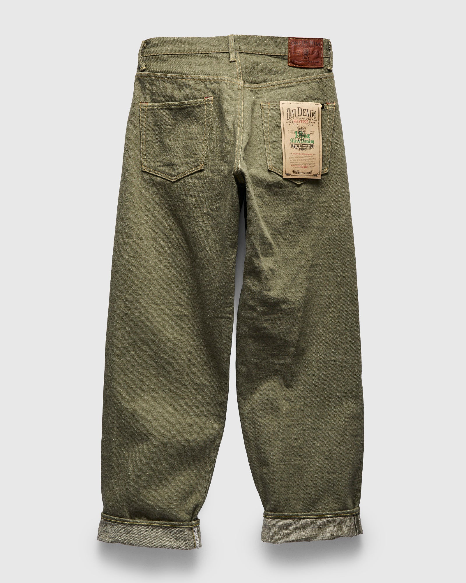 822-OLD18 "Olive" 18oz Low Tension Olive Selvedge Denim - Super Wide Tapered Fit - Image 3