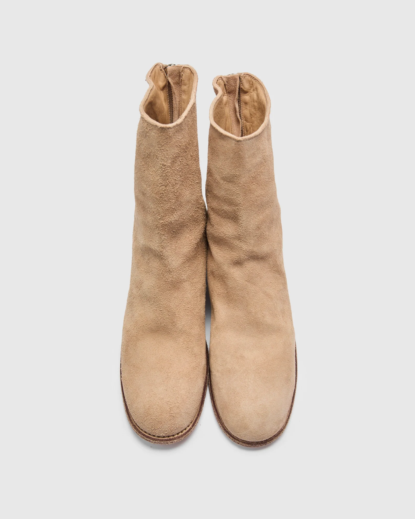 988 Back Zip Boot in Sand Beige Reverse Horse Leather - Image 6